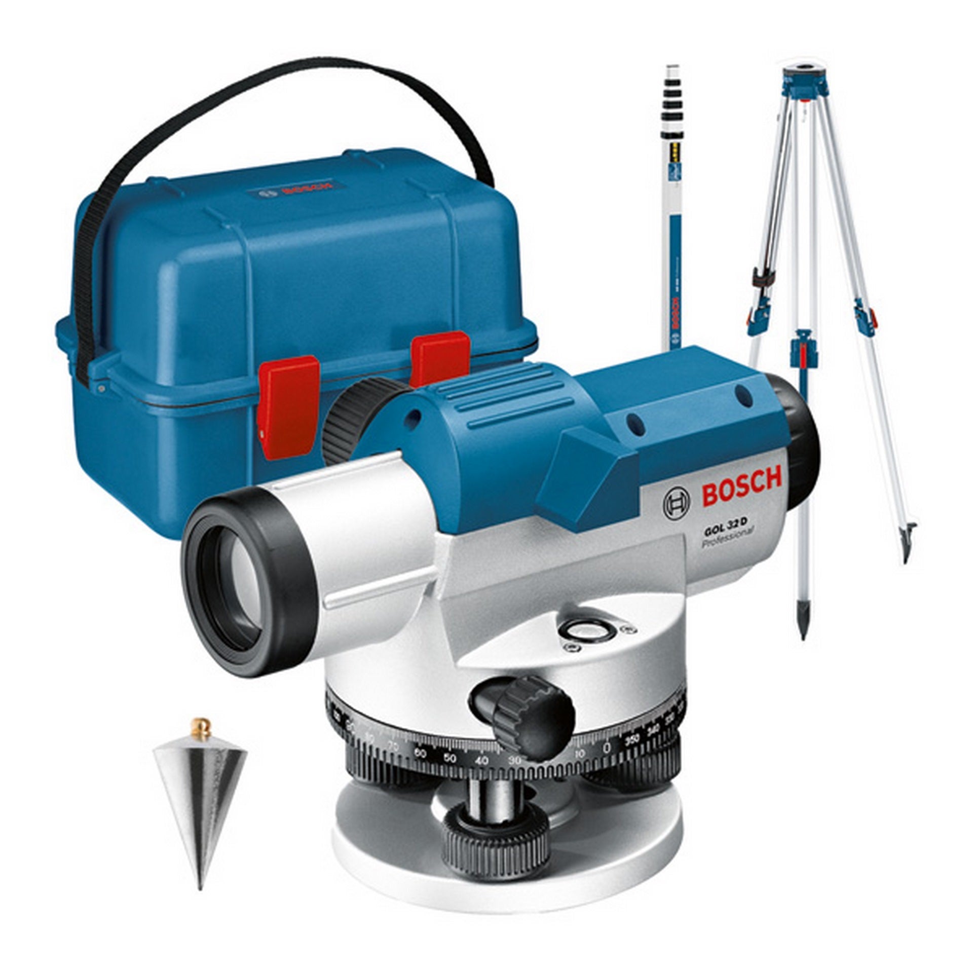Bosch Optisches Nivelliergerät GOL 32 D, mit Baustativ BT 160, Messstab GR 500 #0601068502