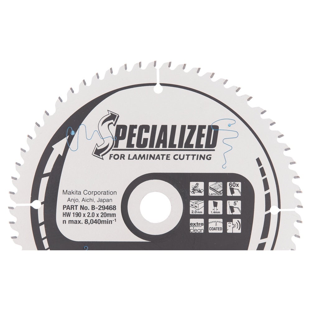 Makita Kreissägeblatt, 190 x 20 mm, 60 Zähne #B-29468