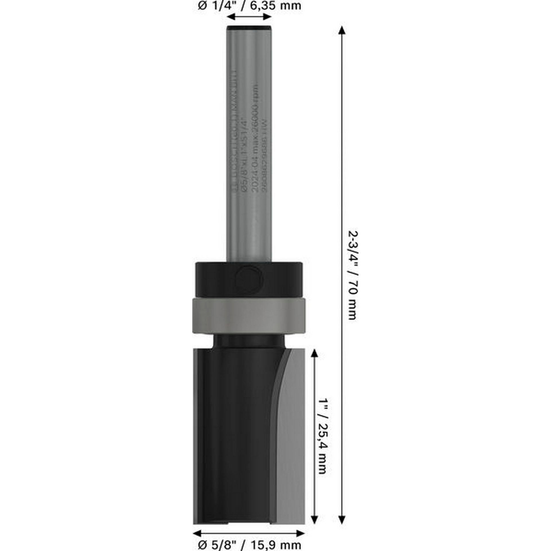 Bosch PRO Bündigfräser mit oberen Kugellager, D 5/8\", L 1\", S 1/4\" #2608629686