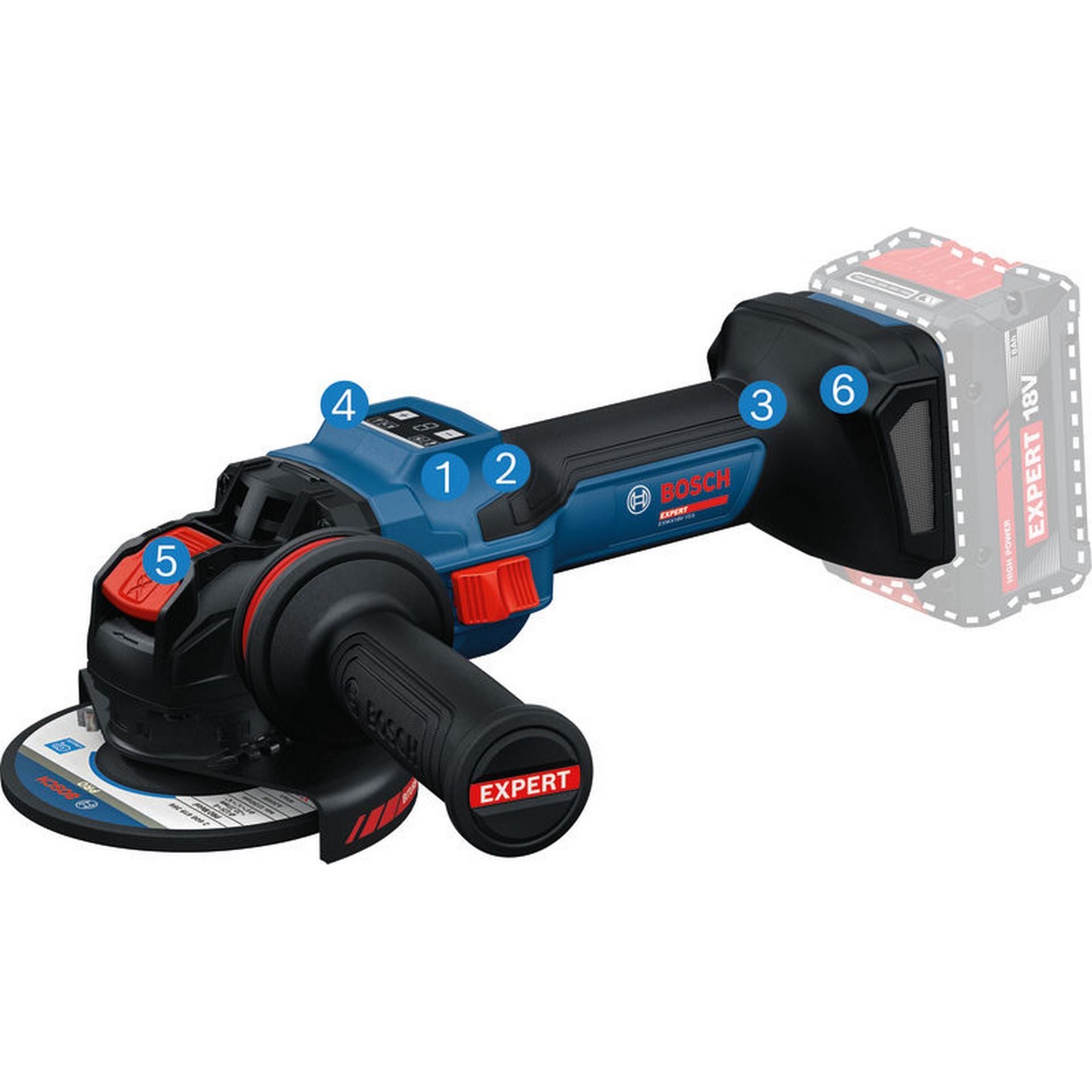 Bosch Akku-Winkelschleifer mit X-LOCK EXWX18V-15S, 2 x EXBA18V-80 #06019M6101