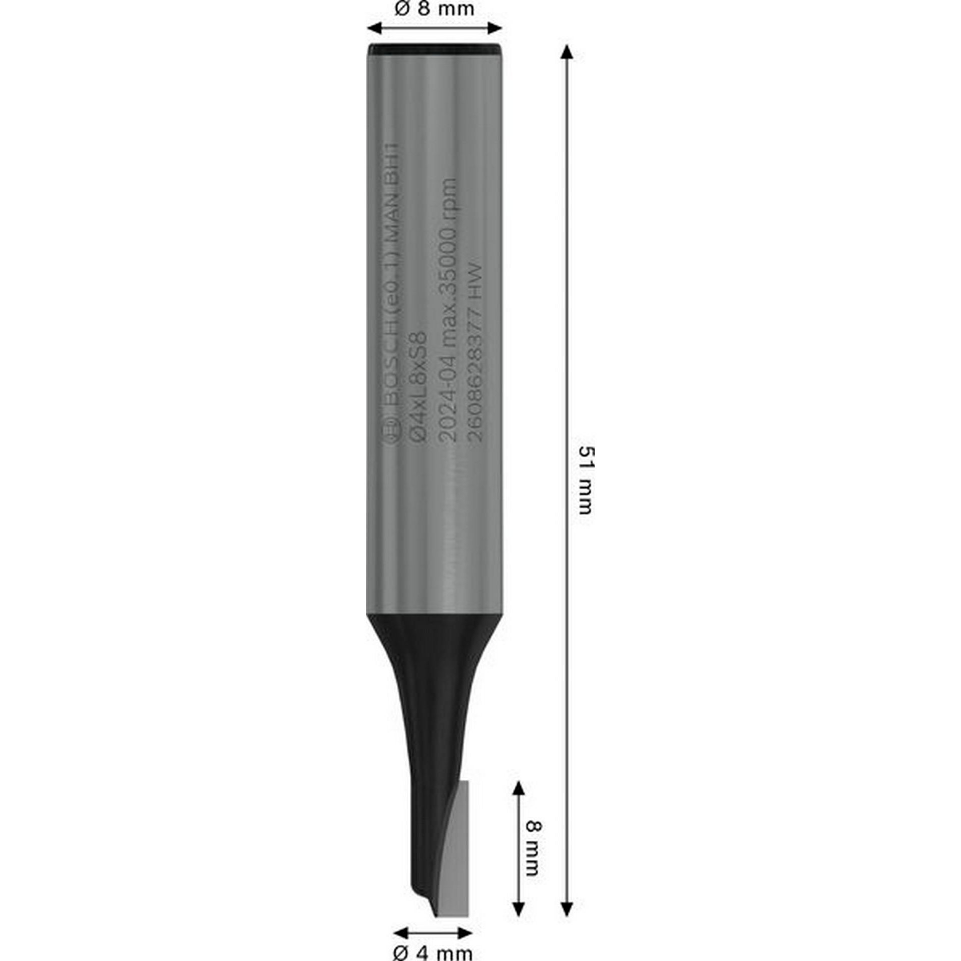 Bosch PRO Nutfräser, einschneidig, D 4 mm, L 8 mm, S 8 mm #2608628377