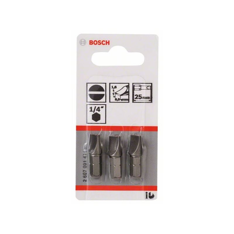 Bosch Schrauberbit Extra-Hart S 1,6 x 8,0, 25 mm, 3er-Pack #2607001471