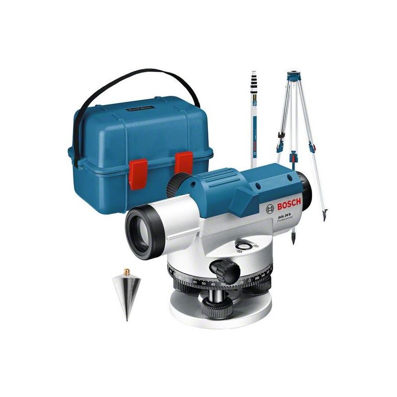Bosch Optisches Nivelliergerät GOL 26 D, mit Baustativ BT160, Messstab GR 500 #0601068002