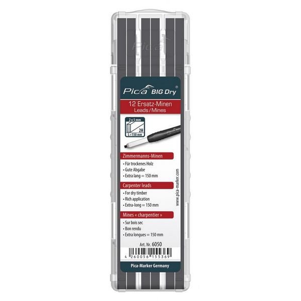Pica BIG DRY Minen-Set Zimmermann 2H / 12 Minen im stabilen Etui #6050