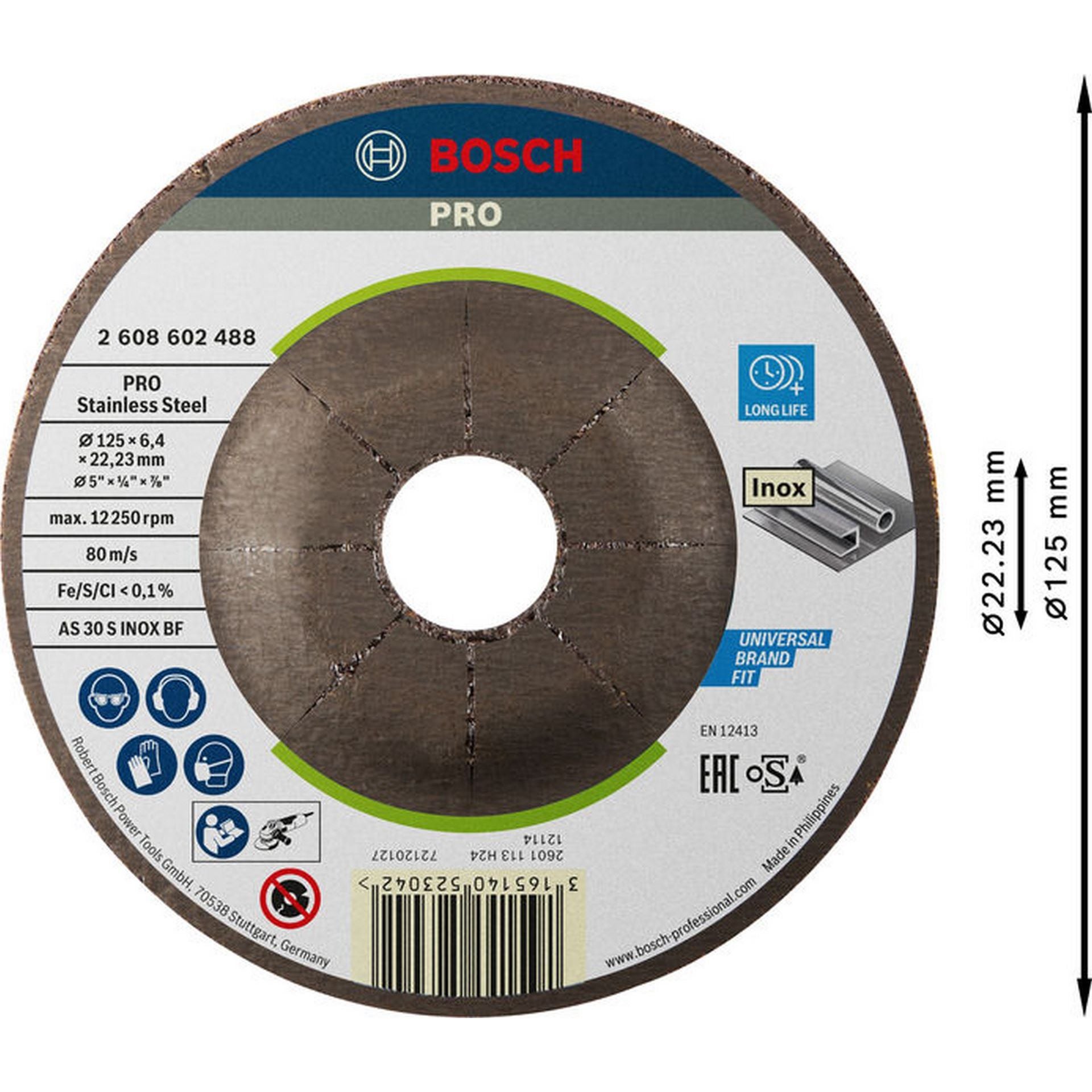 Bosch PRO Stainless Steel Schruppscheibe, 125 x 6 x 22,23 mm #2608602488