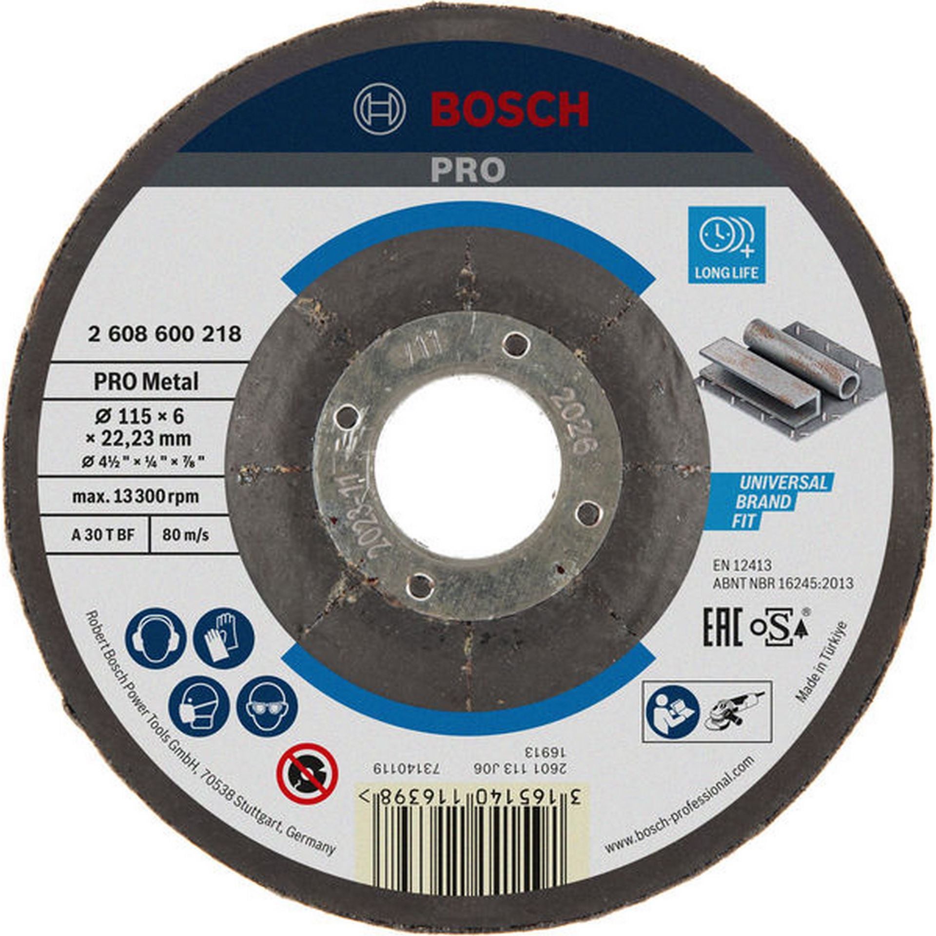 Bosch PRO Metal Schleifscheibe, 115 x 6 x 22.23 mm, oSa #2608600218