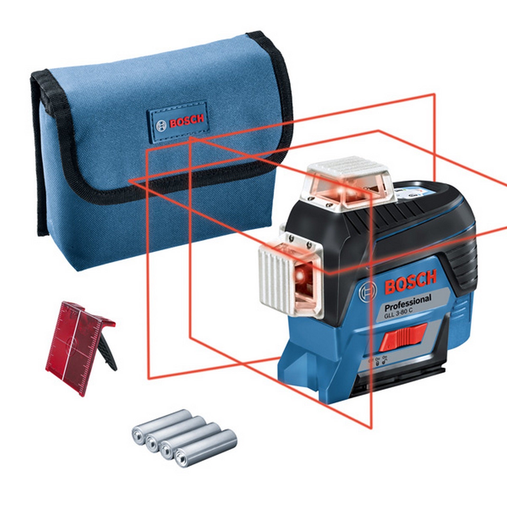 Bosch Linienlaser GLL 3-80 C, 4 x 1,5 V-LR6-Batterie (AA) #0601063R00