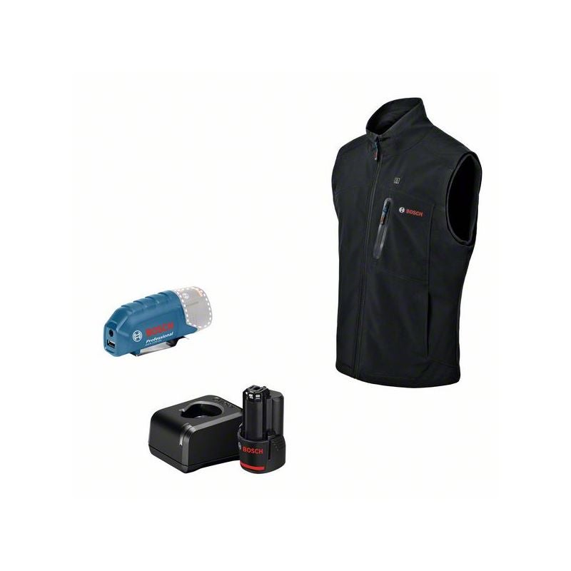 Bosch Beheizbare Weste GHV 12+18V XA M, 1 x Akku GBA 12V 2.0Ah, Ladegerät #06188000G5