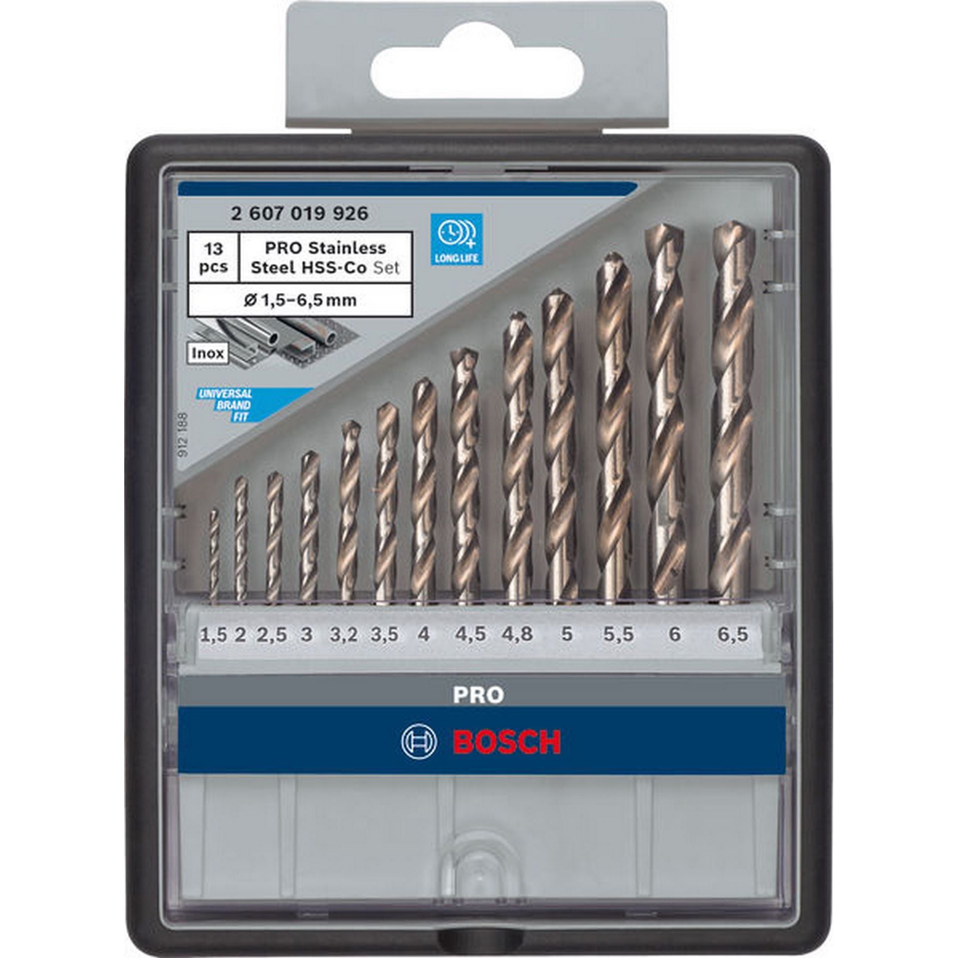 Bosch PRO Stainless Steel HSS-Co Spiralbohrer-Set, 13-tlg. #2607019926