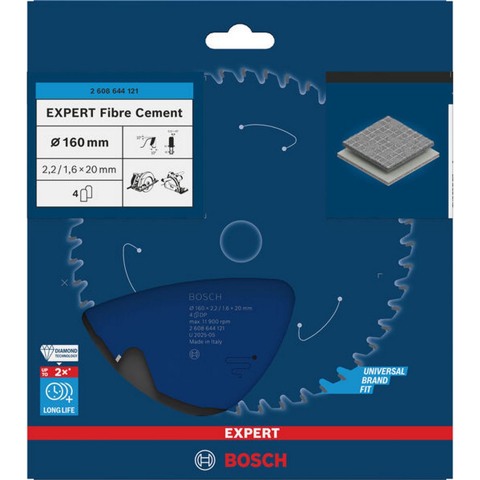 Bosch EXPERT Fibre Cement Kreissägeblatt, 160x2,2/1,6x20 mm, Z4 #2608644121