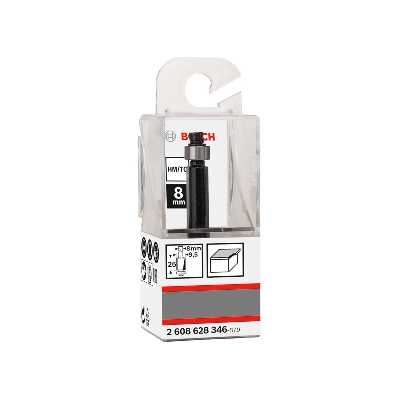 Bosch PRO Bündigfräser mit unterem Kugellager, D 9,5 mm, L 25,4 mm, S 8 mm #2608628346