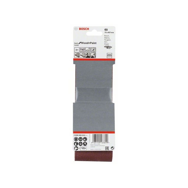 Bosch PRO X440 Schleifband, 75 x 457 mm, G60, 3-tlg. #2608606033