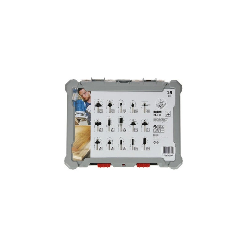 Bosch PRO Fräser-Set gemischt, Schaft 1/4", 15-tlg. #2607017473