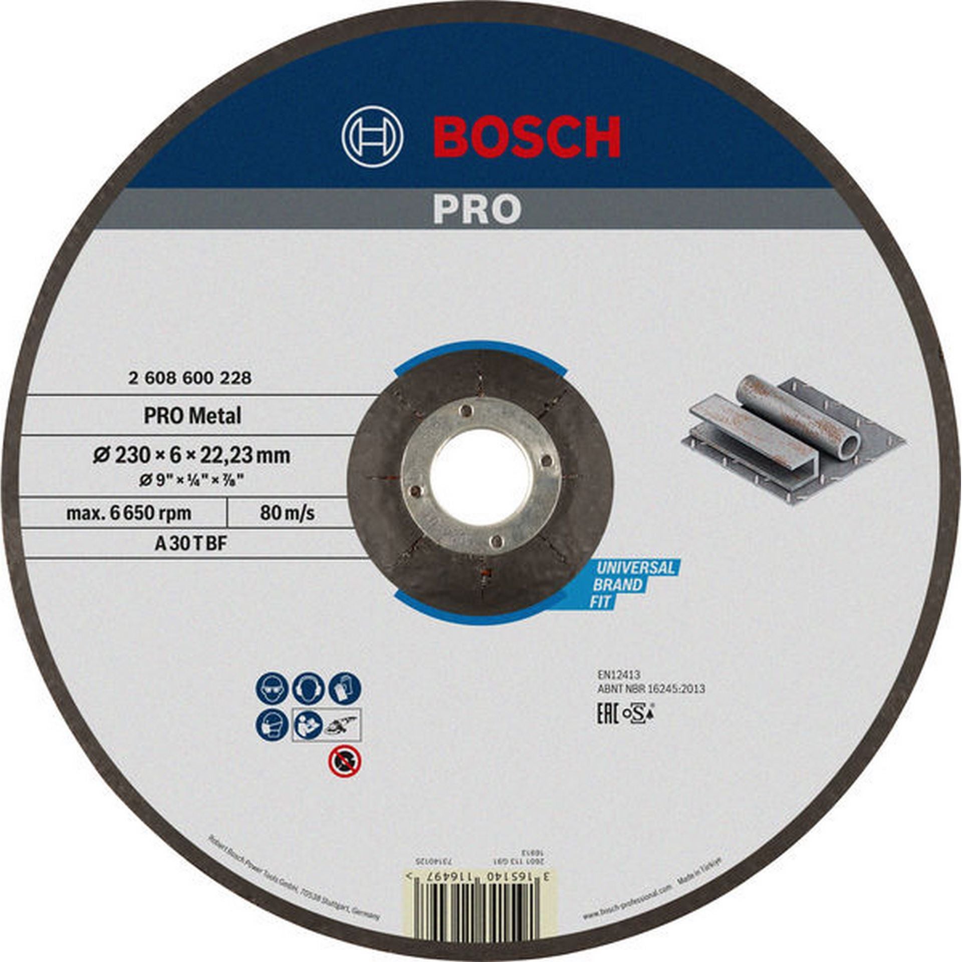 Bosch PRO Metal Schleifscheibe, 230 x 6 x 22.23 mm, oSa #2608600228