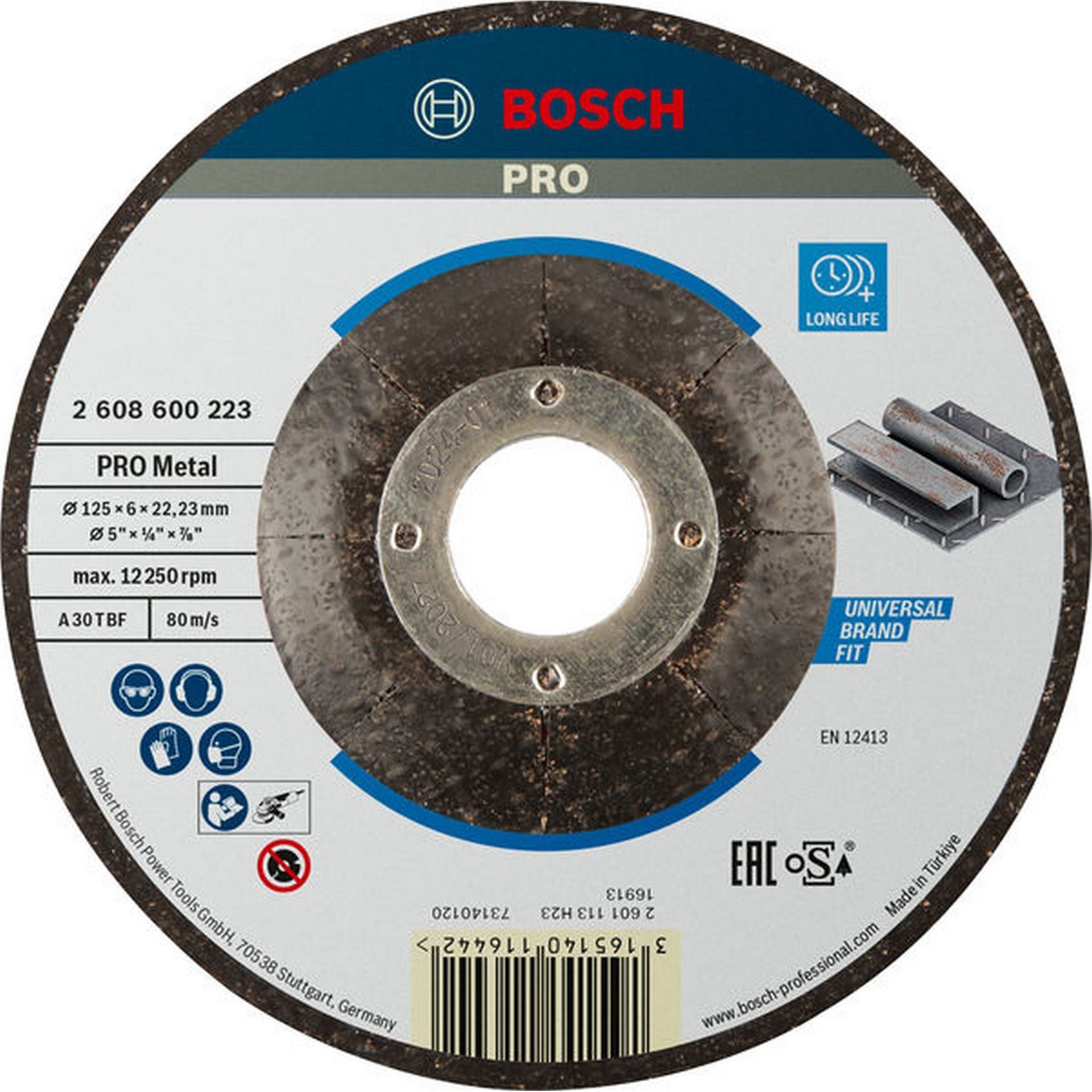 Bosch PRO Metal Schleifscheibe, 125 x 6 x 22.23 mm, oSa #2608600223
