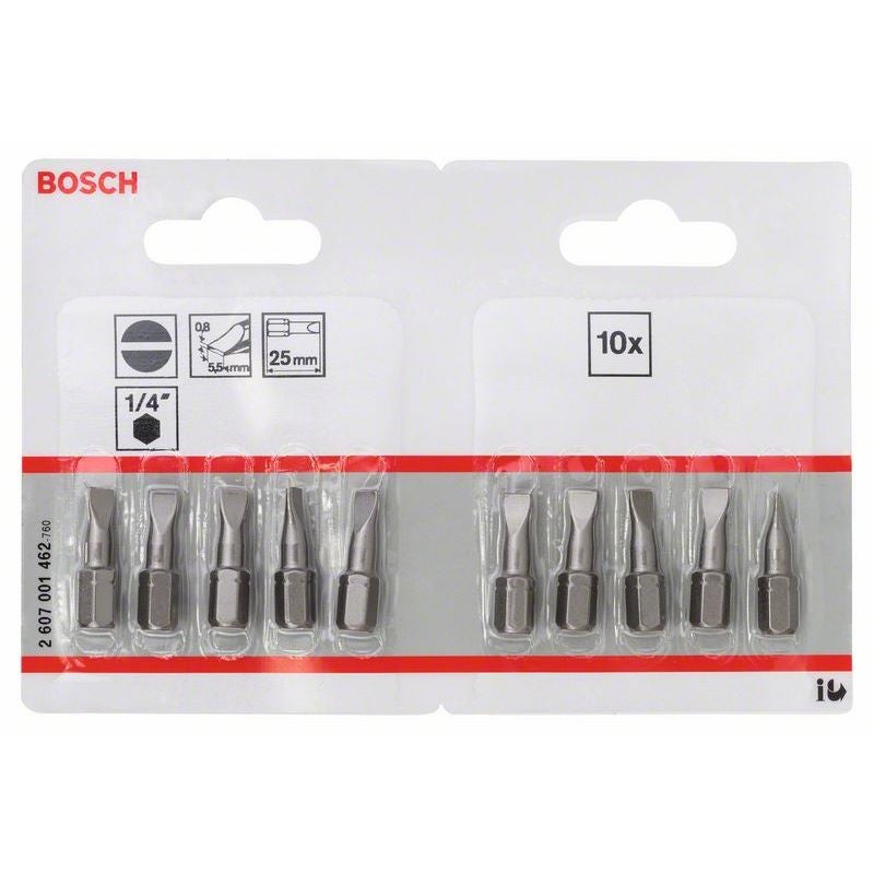 Bosch Schrauberbit Extra-Hart S 0,8 x 5,5, 25 mm, 10er-Pack #2607001462