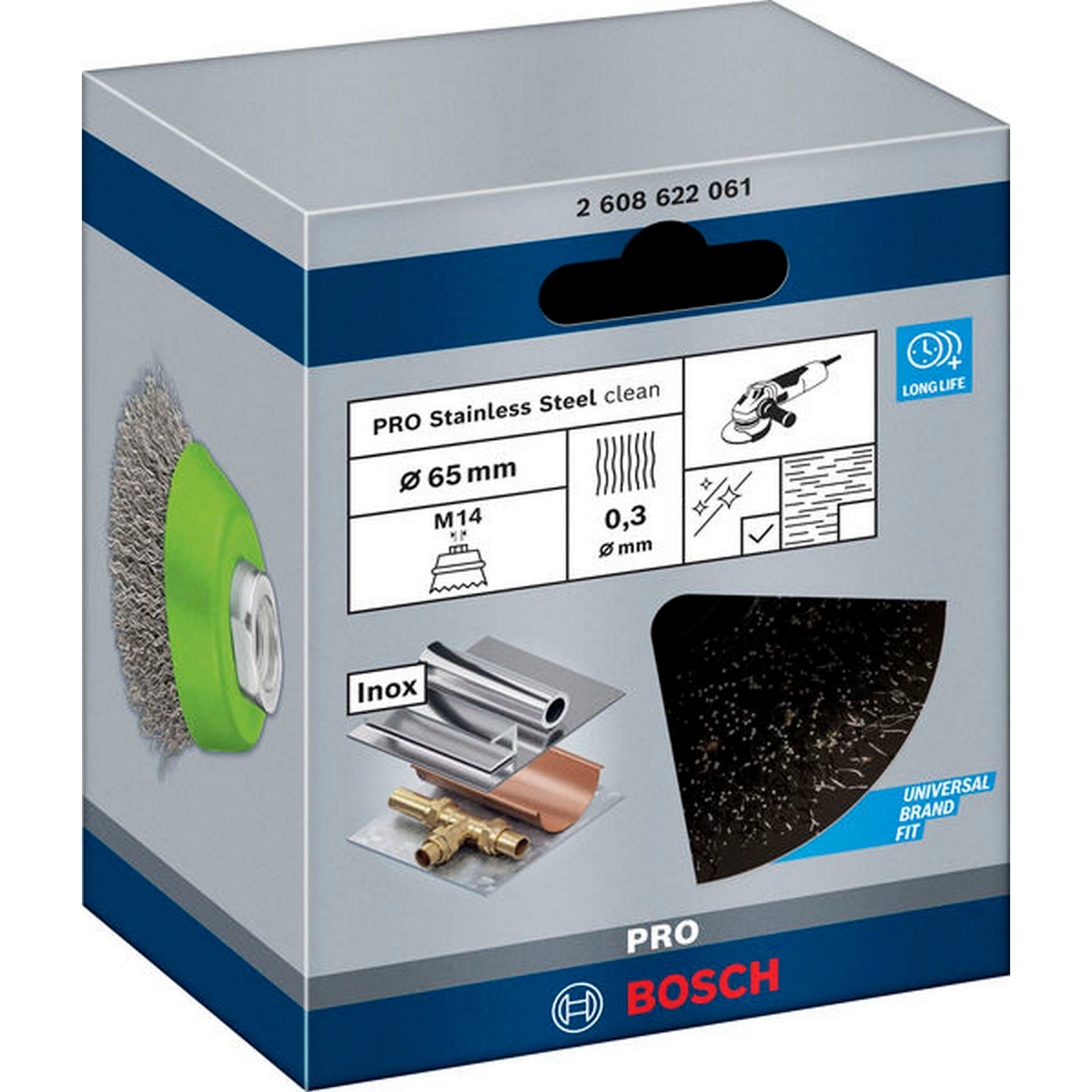 Bosch PRO Stainless Steel clean Topfbürste, 65 x 0,3 mm, Gewinde #2608622061