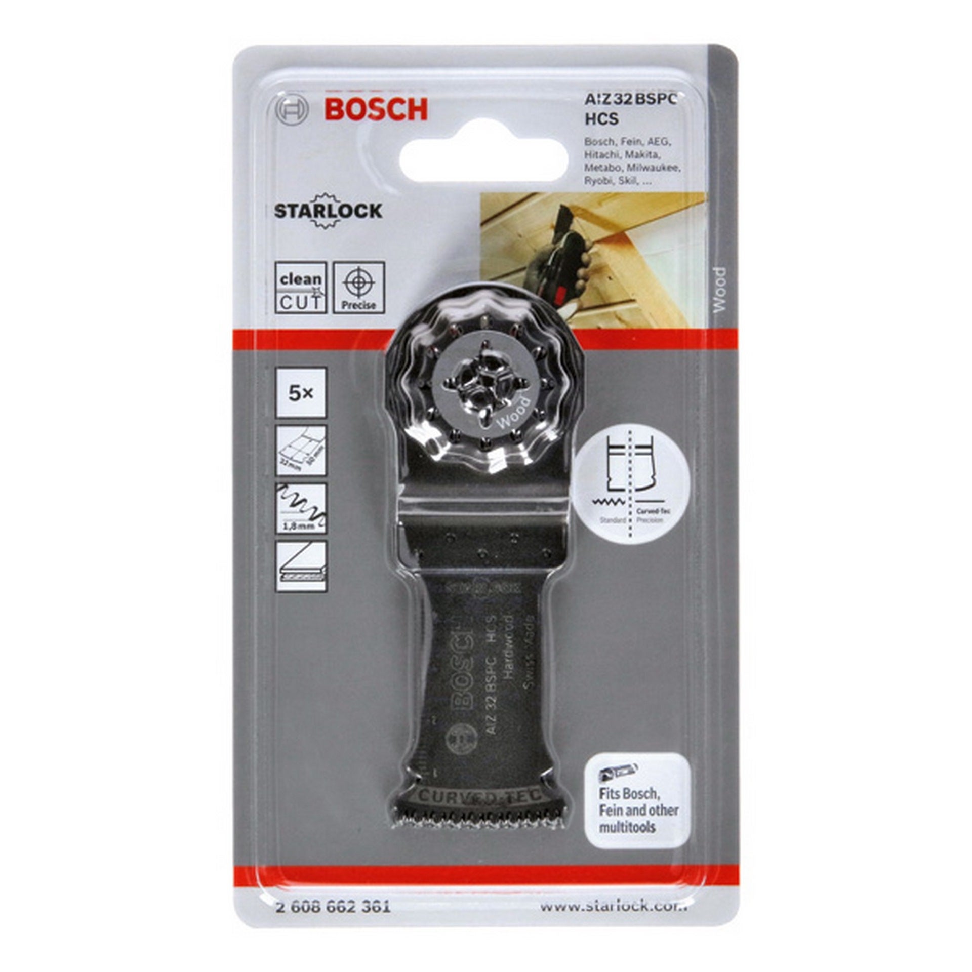 Bosch HCS Tauchsägeblatt AIZ 32 BSPC Hard Wood, 50 x 32 mm, 5er-Pack #2608662361