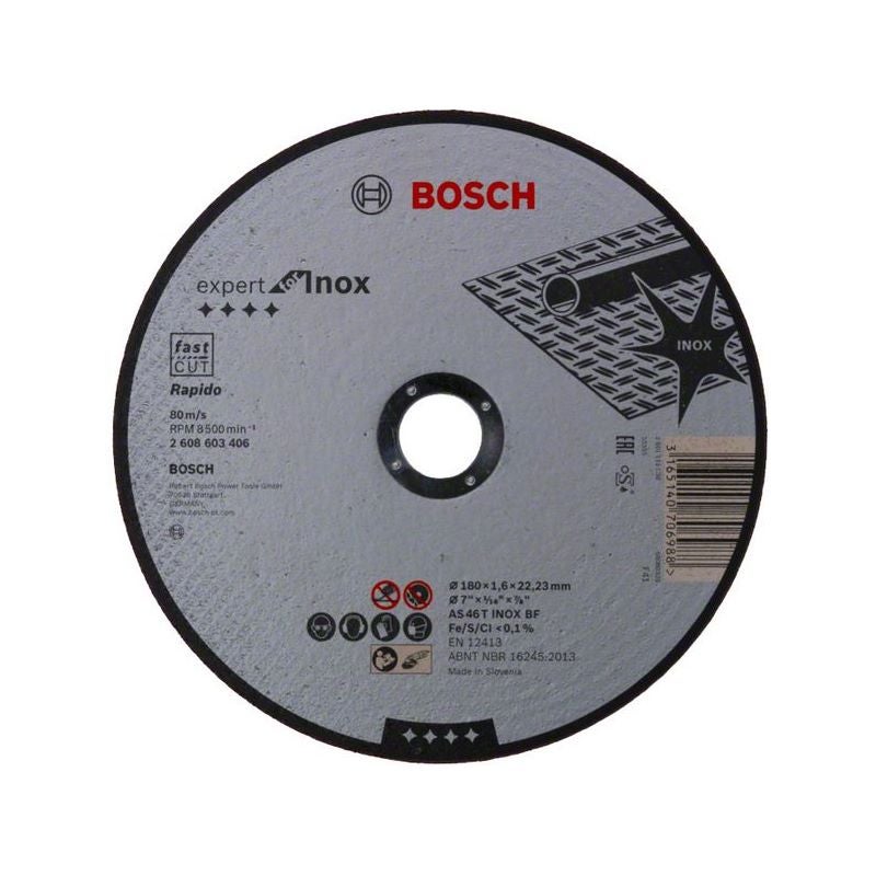 Bosch PRO Stainless Steel and Metal Trennscheibe, 180 x 1.6 x 22.23 mm, gerade, oSa #2608603406