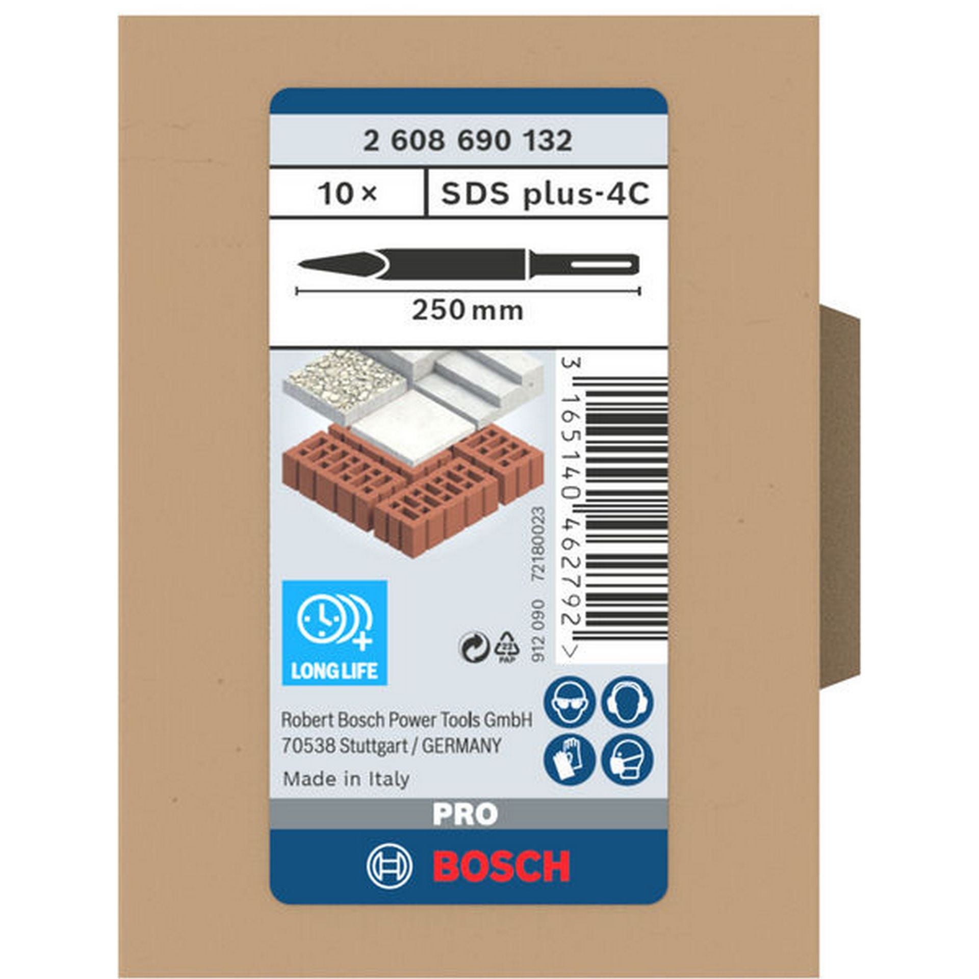 Bosch PRO SDS plus-4C Spitzmeißel-Set, 250 mm, 10-tlg. #2608690132