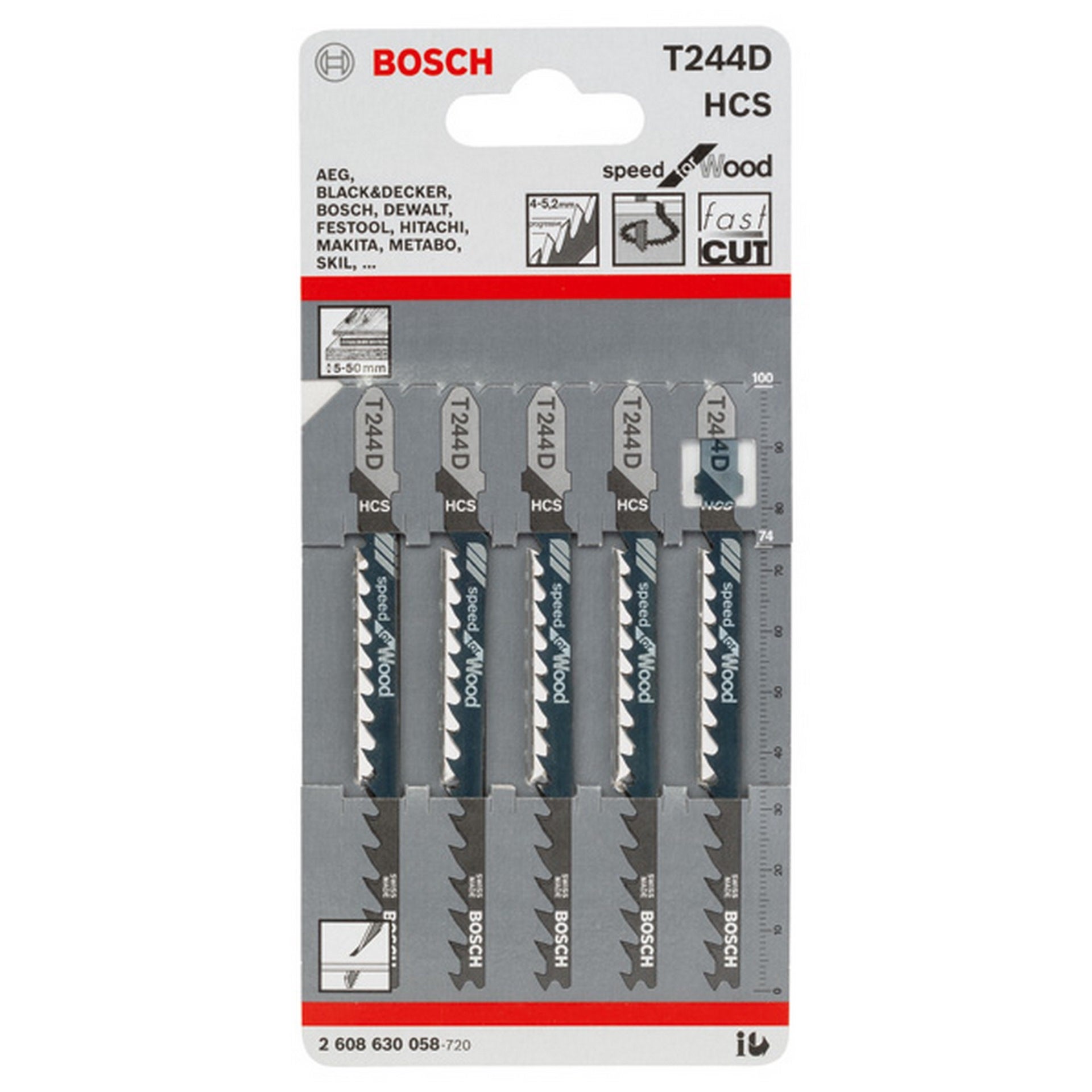Bosch Stichsägeblatt T 244 D Speed for Wood, 5er-Pack #2608630058