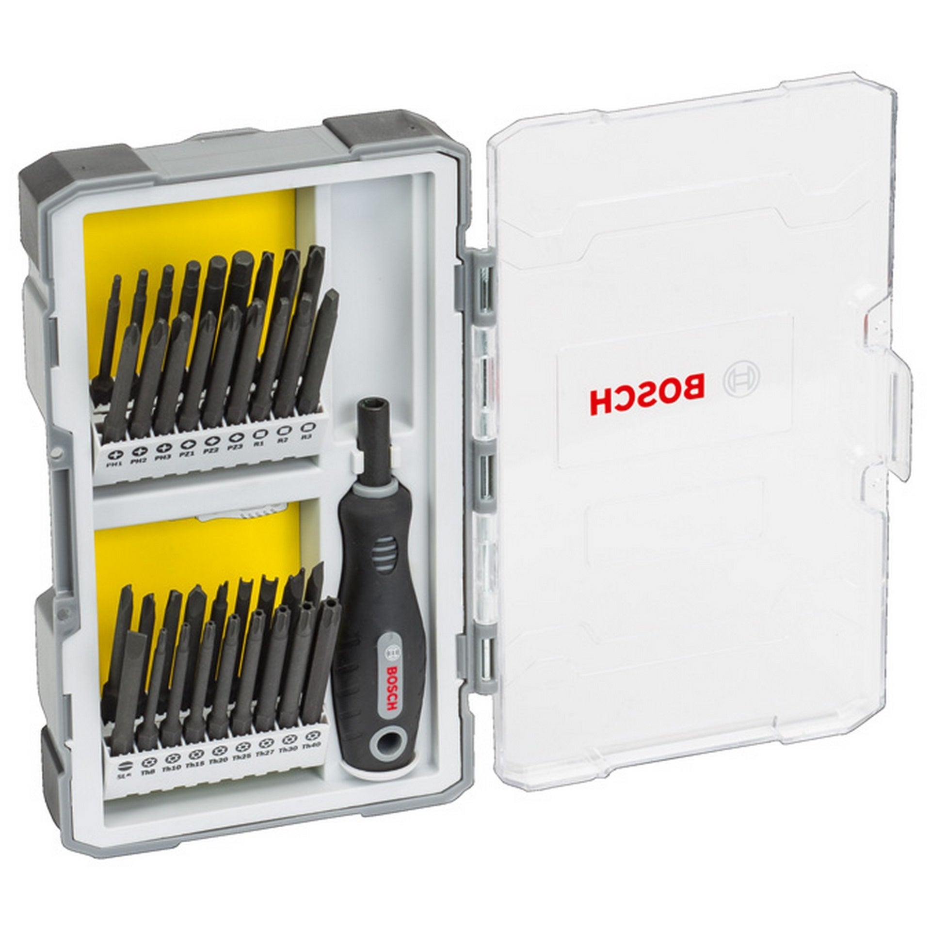 Bosch 37-teil. Set m Schrauberbits u Griff, PH, PZ, SL, TH, TQ, H, TW, SP, R und Bith #2607017320
