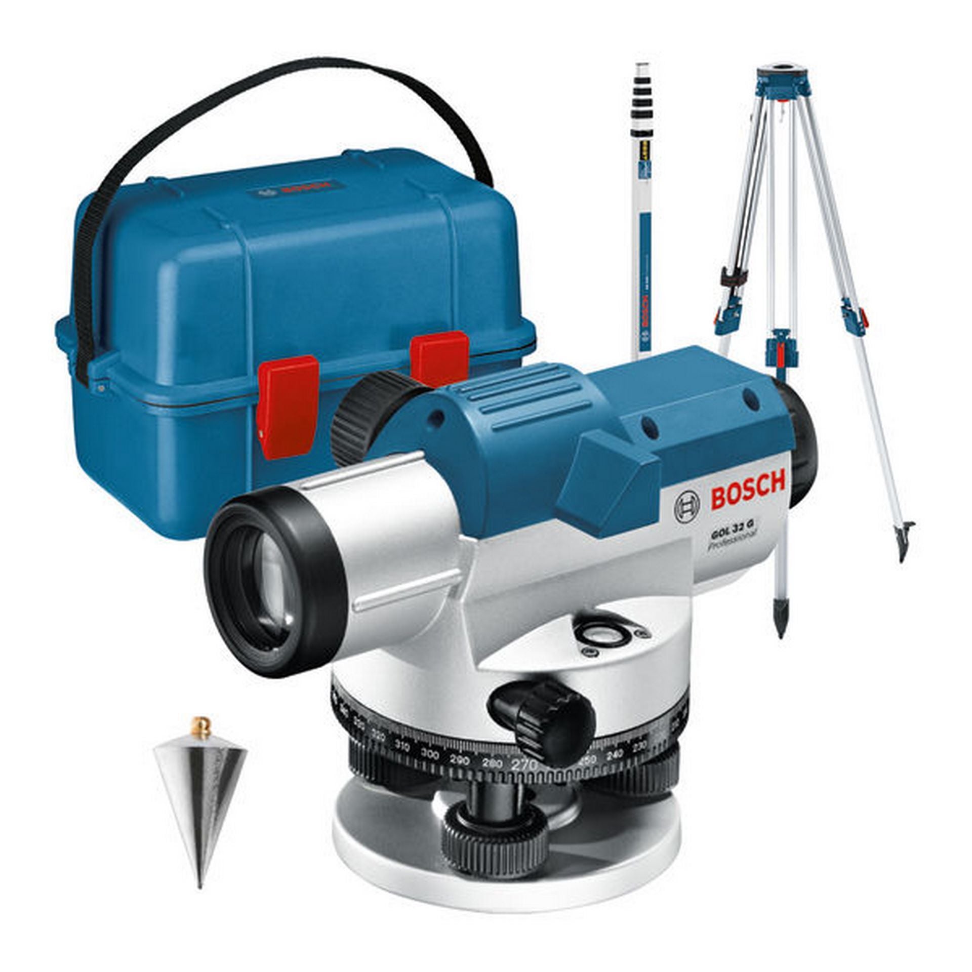 Bosch Optisches Nivelliergerät GOL 32 G, mit Baustativ BT160, Messstab GR 500 #0601068503