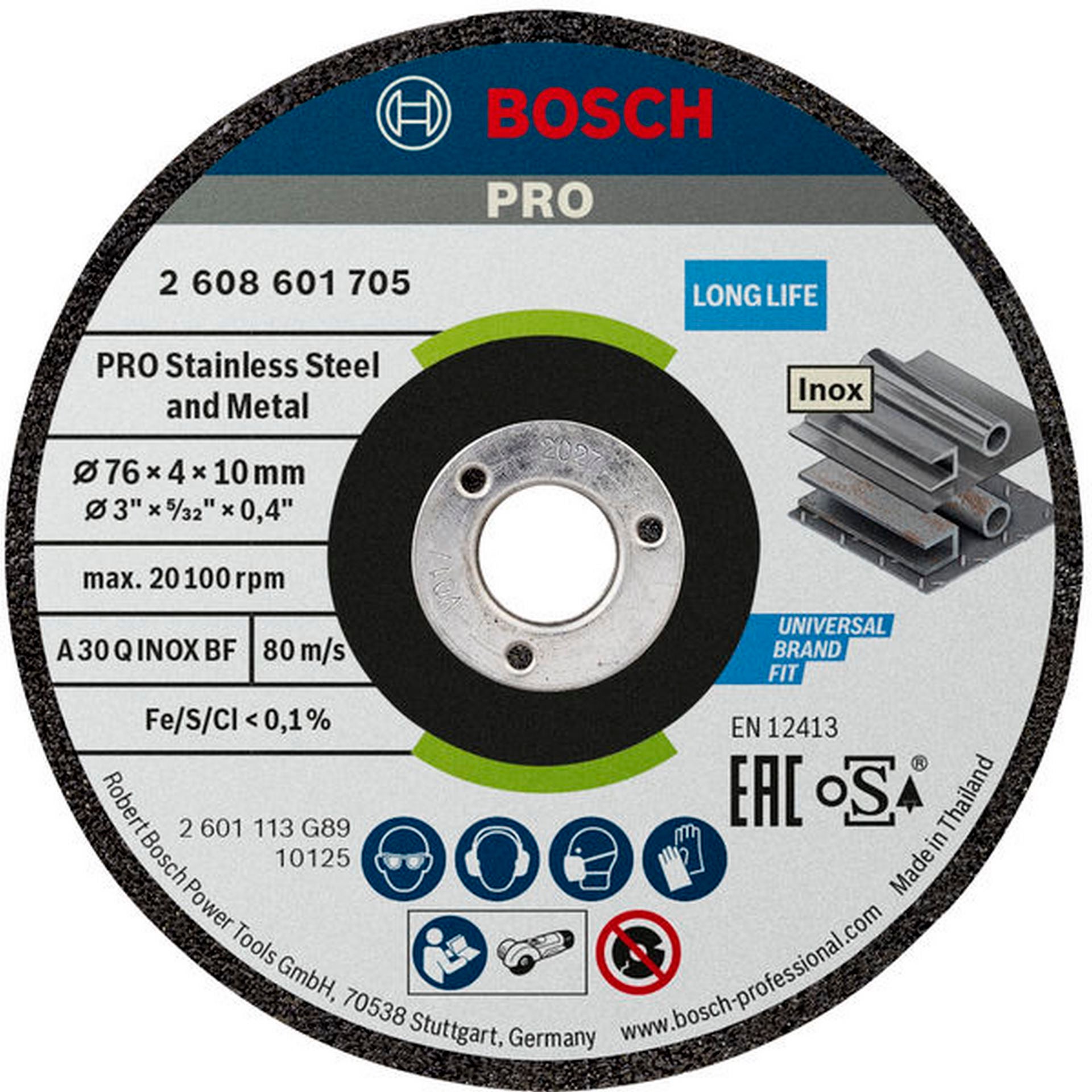 Bosch PRO Stainless Steel and Metal Schleifscheibe, 76 x 4 x 10 mm #2608601705