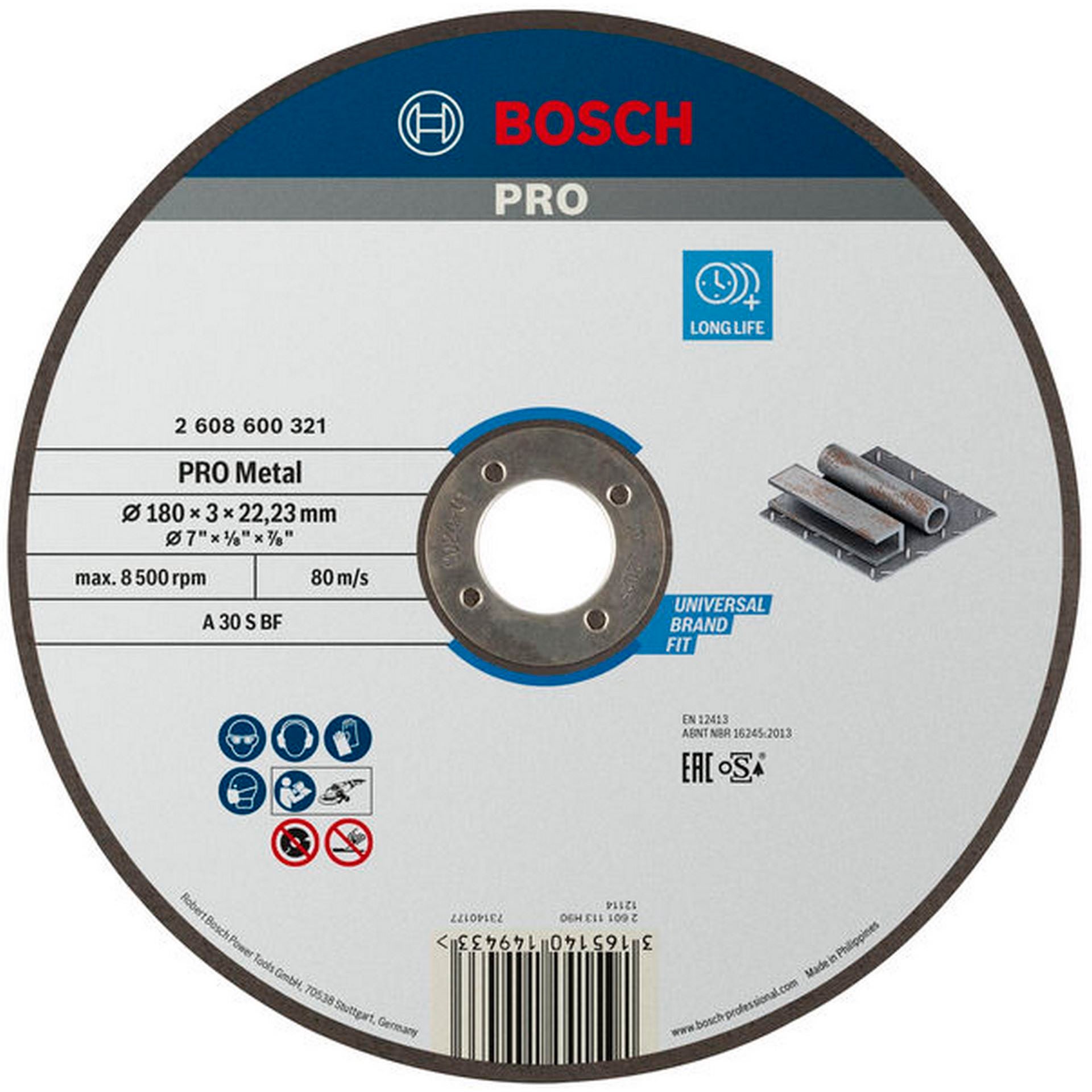 Bosch PRO Metal Trennscheibe, 180 x 3 x 22.23 mm, gerade, oSa #2608600321
