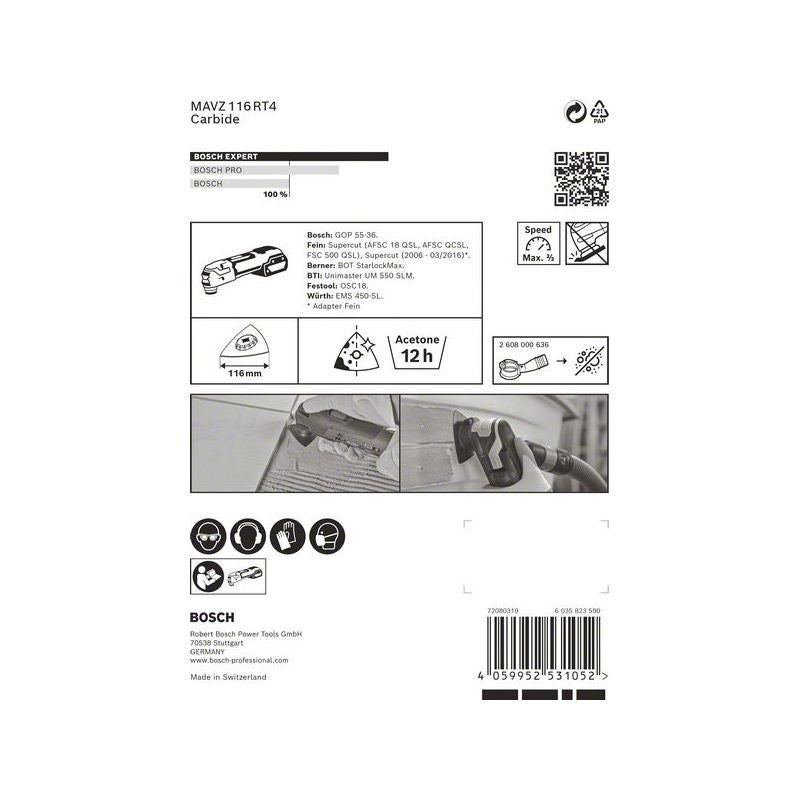 Bosch EXPERT MAVZ 116 RT4 Schleifplatte für Multifunktionswerkzeuge, 116 mm #2608900053