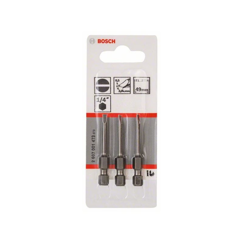 Bosch Schrauberbit Extra-Hart S 0,5 x 3,0, 49 mm, 3er-Pack #2607001473