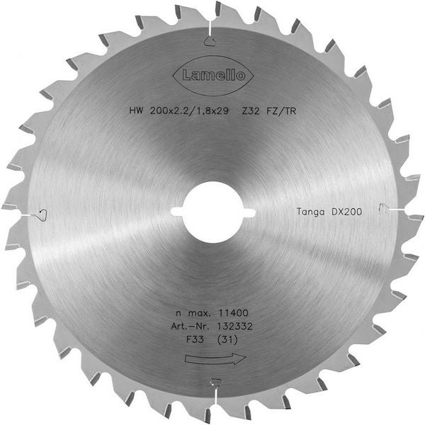 Lamello Tanga DX200 Sägeblatt, HW, Ø200x2.2xØ29 mm, Z32, mit Schnellspann-Aufnahme #132332