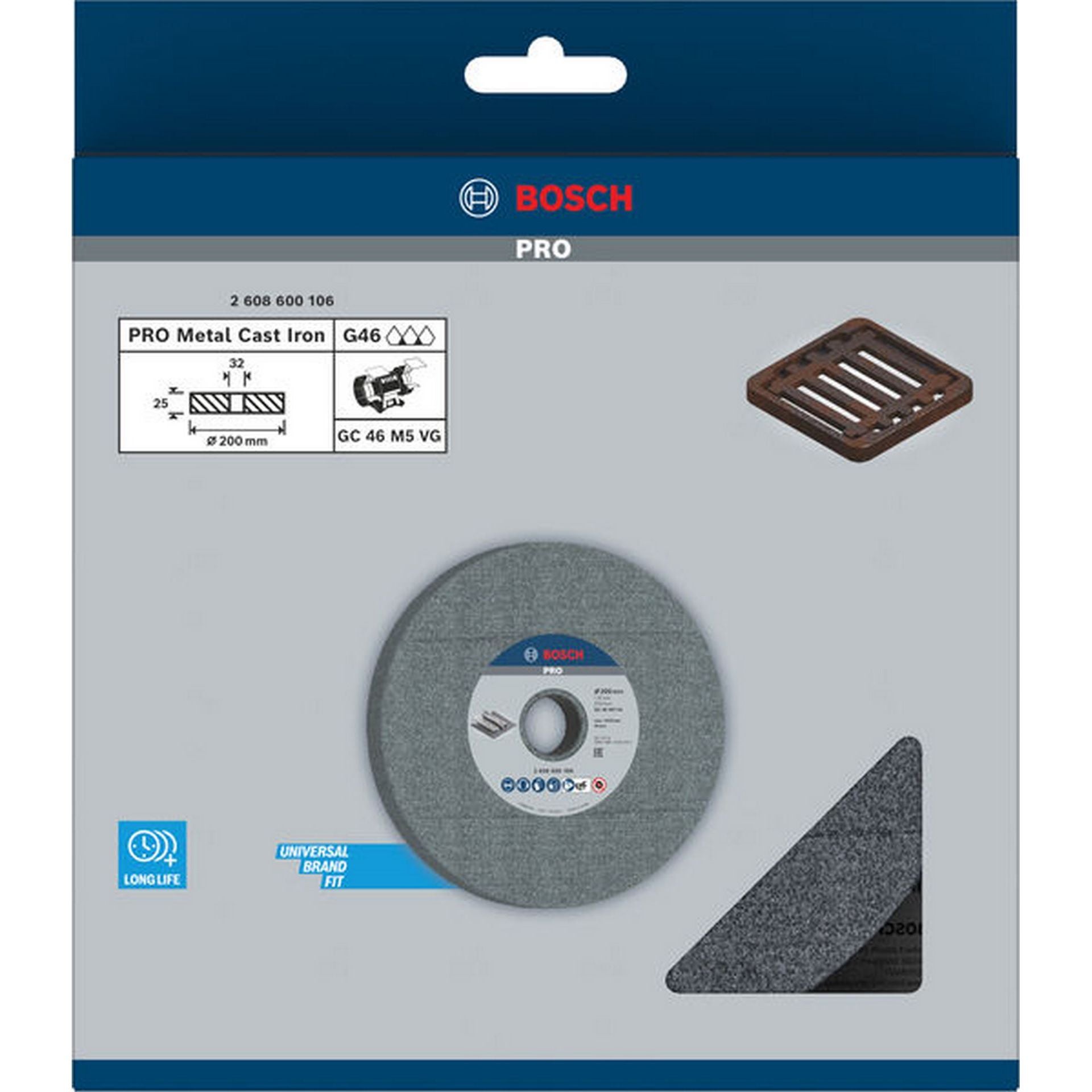 Bosch PRO Metal Schleifscheibe, 200 x 25 x 32 mm, G46 #2608600106