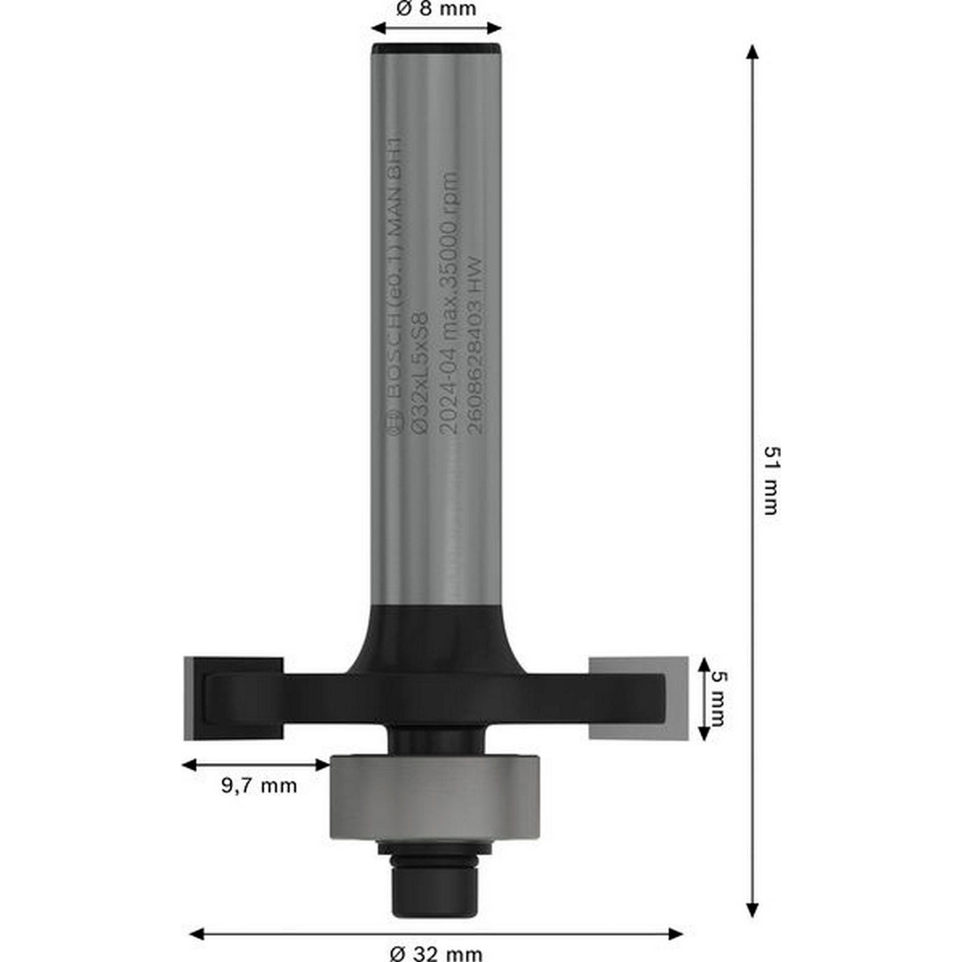 Bosch PRO Nutfräser, D 32 mm, L 5 mm, S 8 mm #2608628403