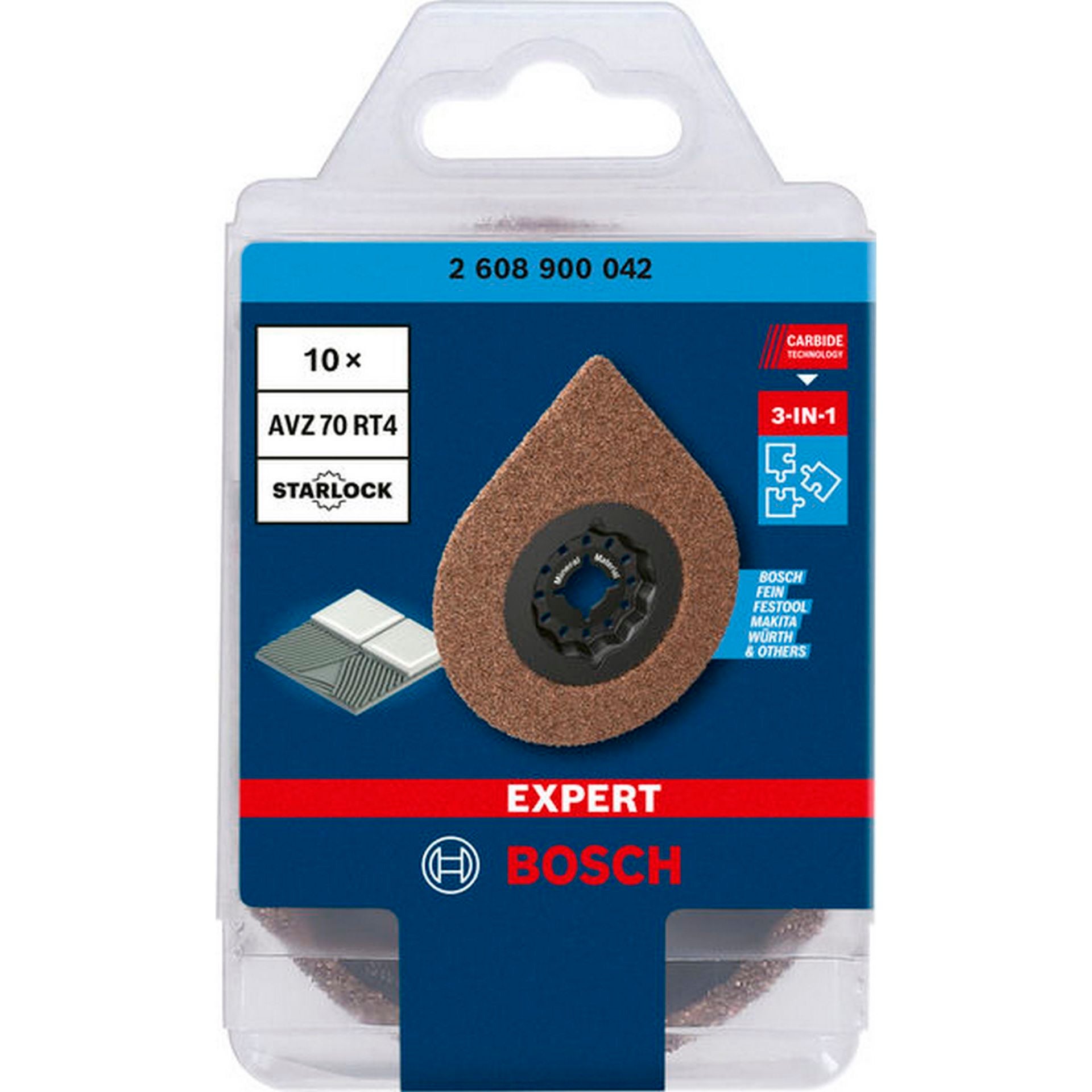 Bosch EXPERT 3 max AVZ 70 RT4 Platte zum Entfernen von Fugen, 70 mm, 10-tlg. #2608900042