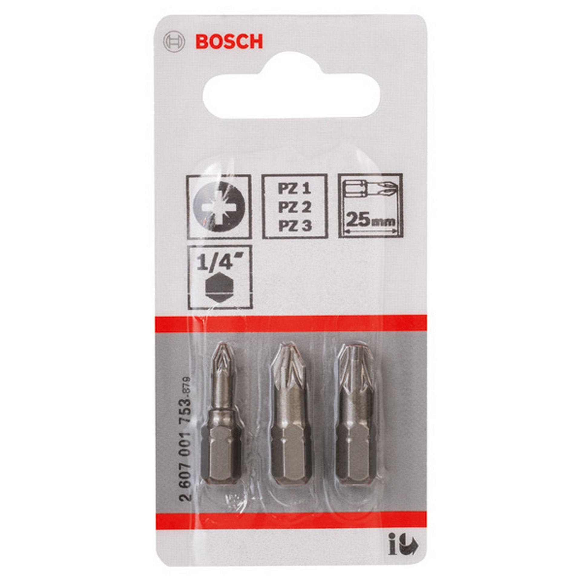Bosch Schrauberbit-Set, Extra Hard, 3-tlg., PZ1, PZ2, PZ3, 25 mm #2607001753