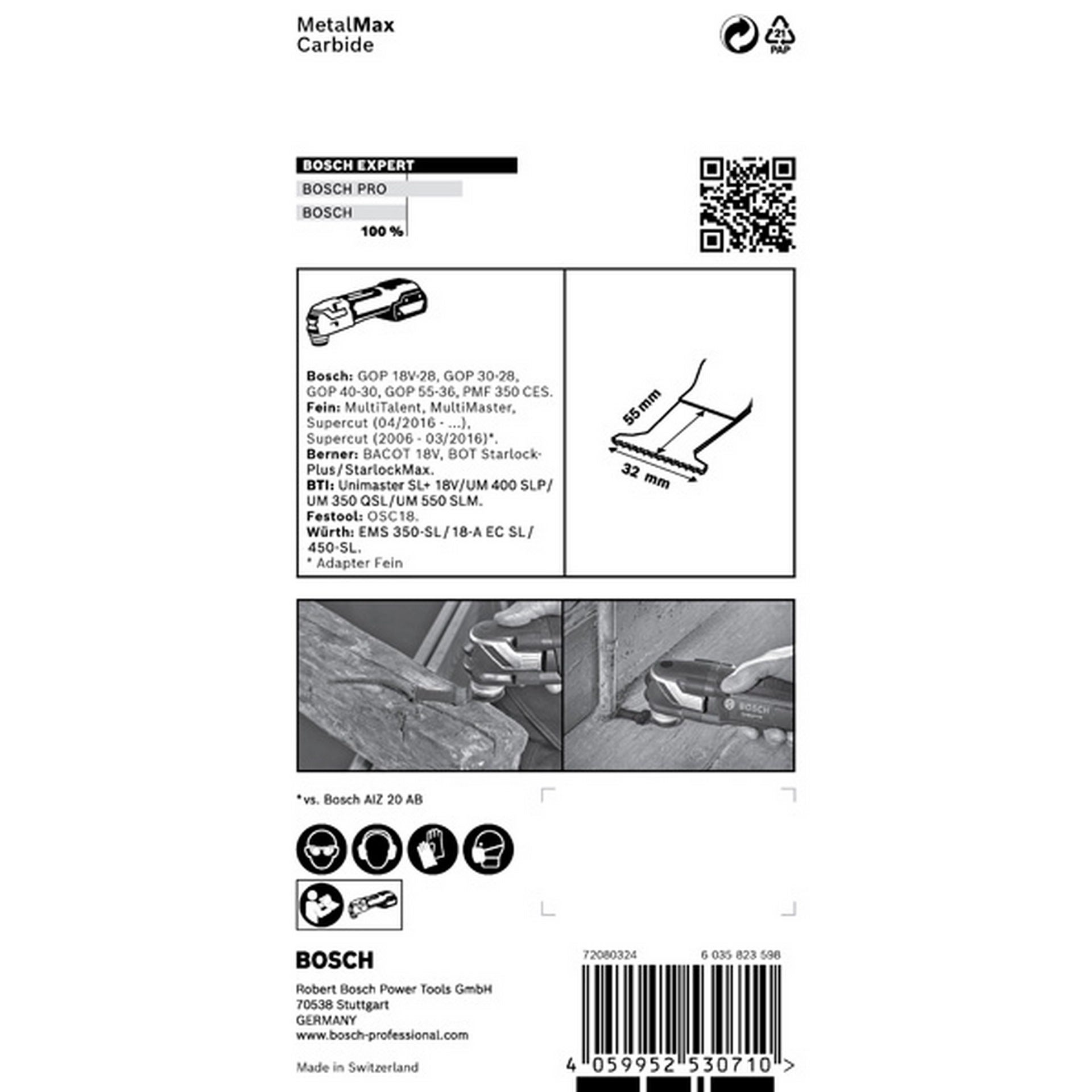 Bosch EXPERT MetalMax PAIZ 32 AIT Tauchsägeblatt für Multifunktionswerkzeuge, 50x32 mm #2608900019