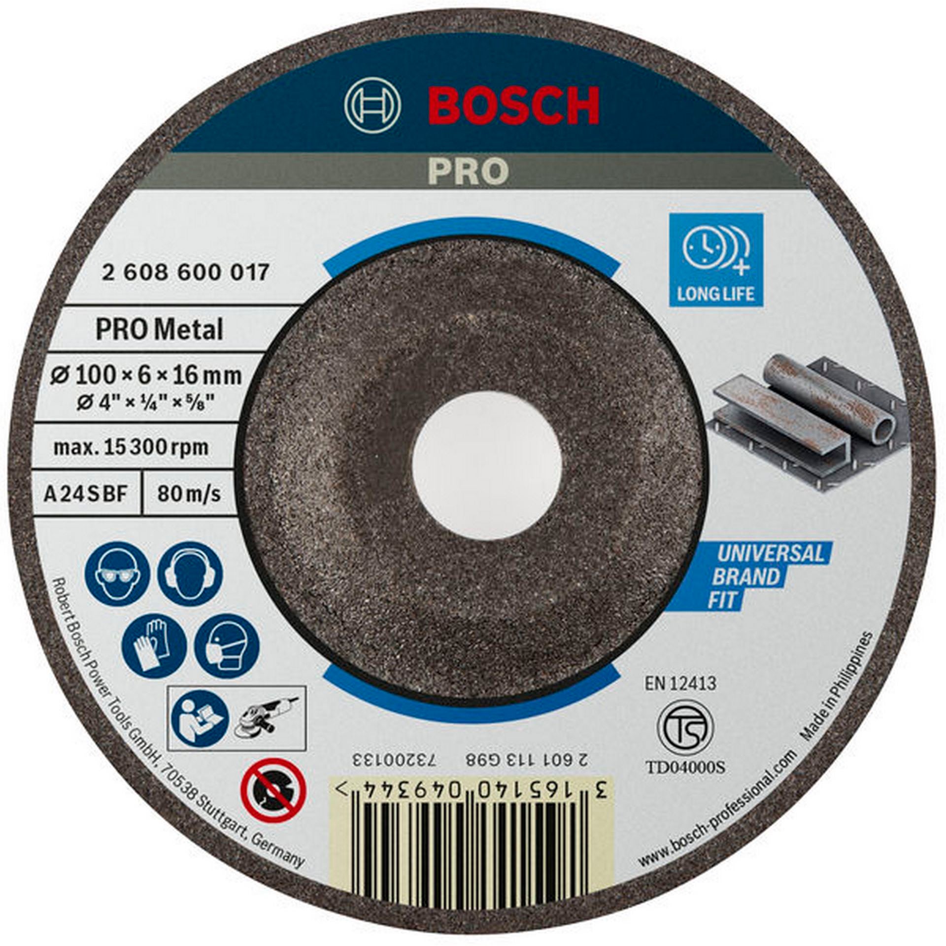 Bosch PRO Metal Schleifscheibe, 100 x 6 x 16 mm #2608600017