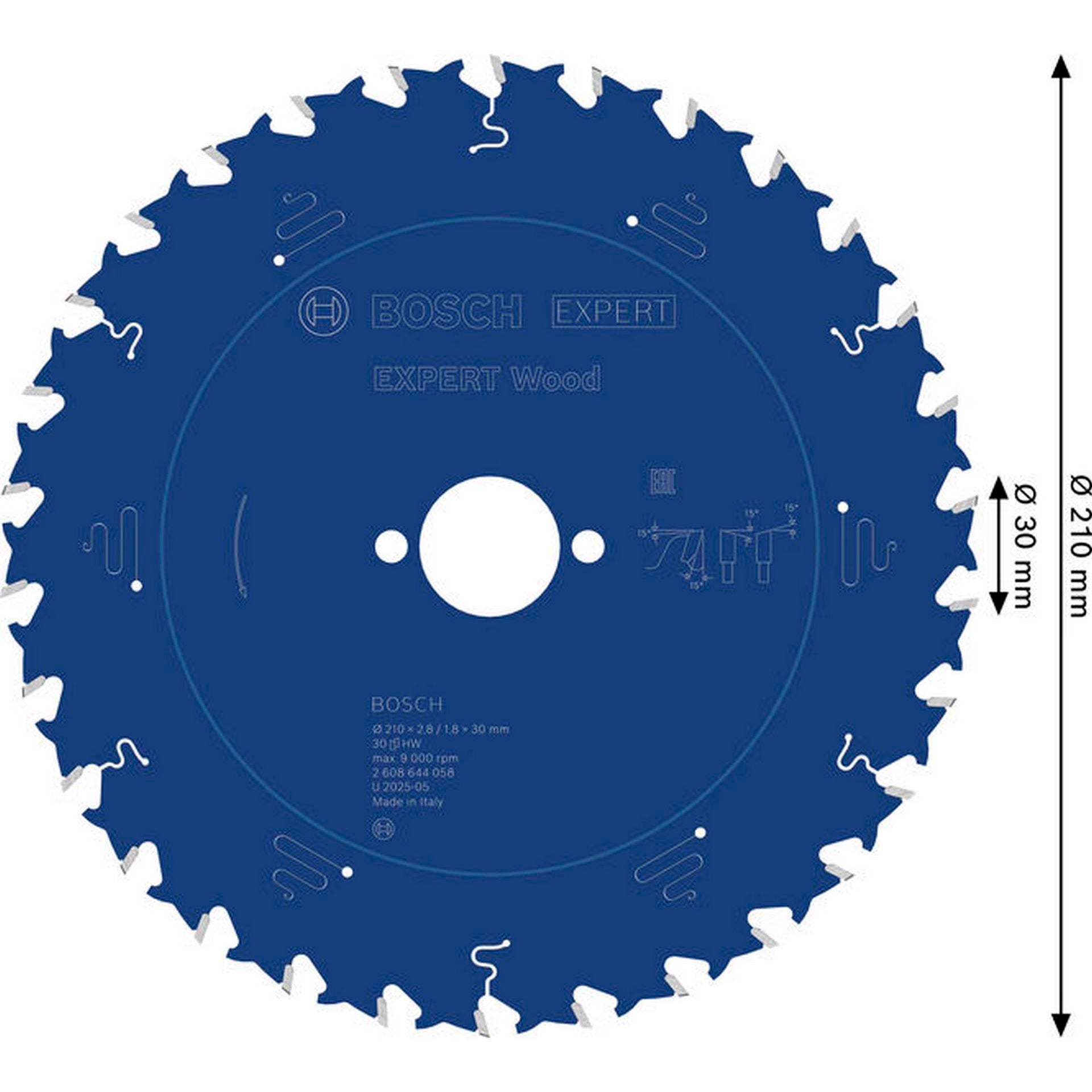 Bosch EXPERT Wood Kreissägeblatt, 210x2,8/1,8x30 mm, Z30 #2608644058