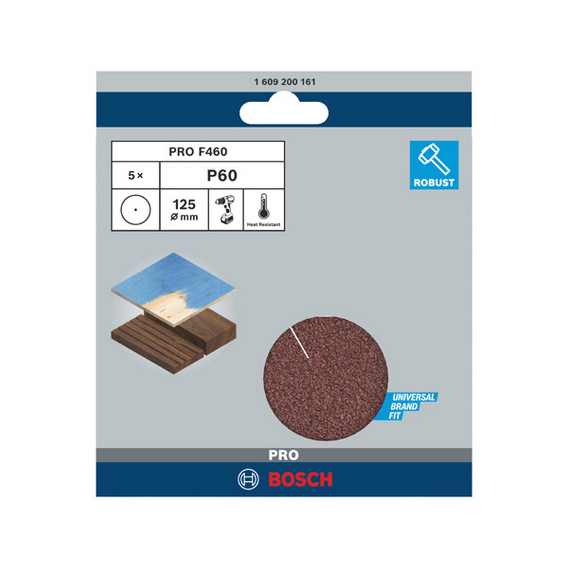 Bosch PRO F460 Schleifblatt, 125 mm, G60, 5-tlg. #1609200161