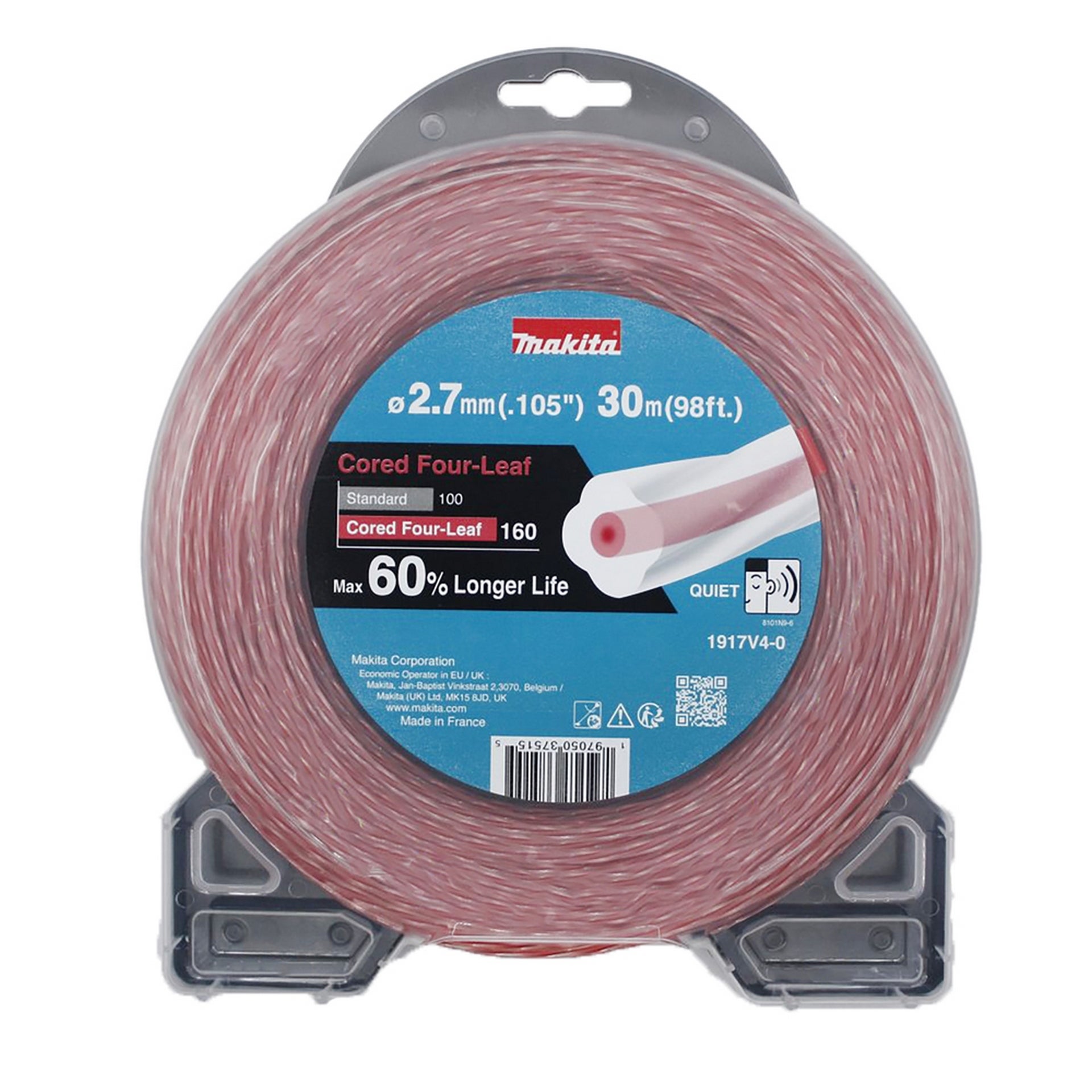 Makita Viersträngige Nylonschnur 2,7 mm x 30 m, rot #1917V4-0