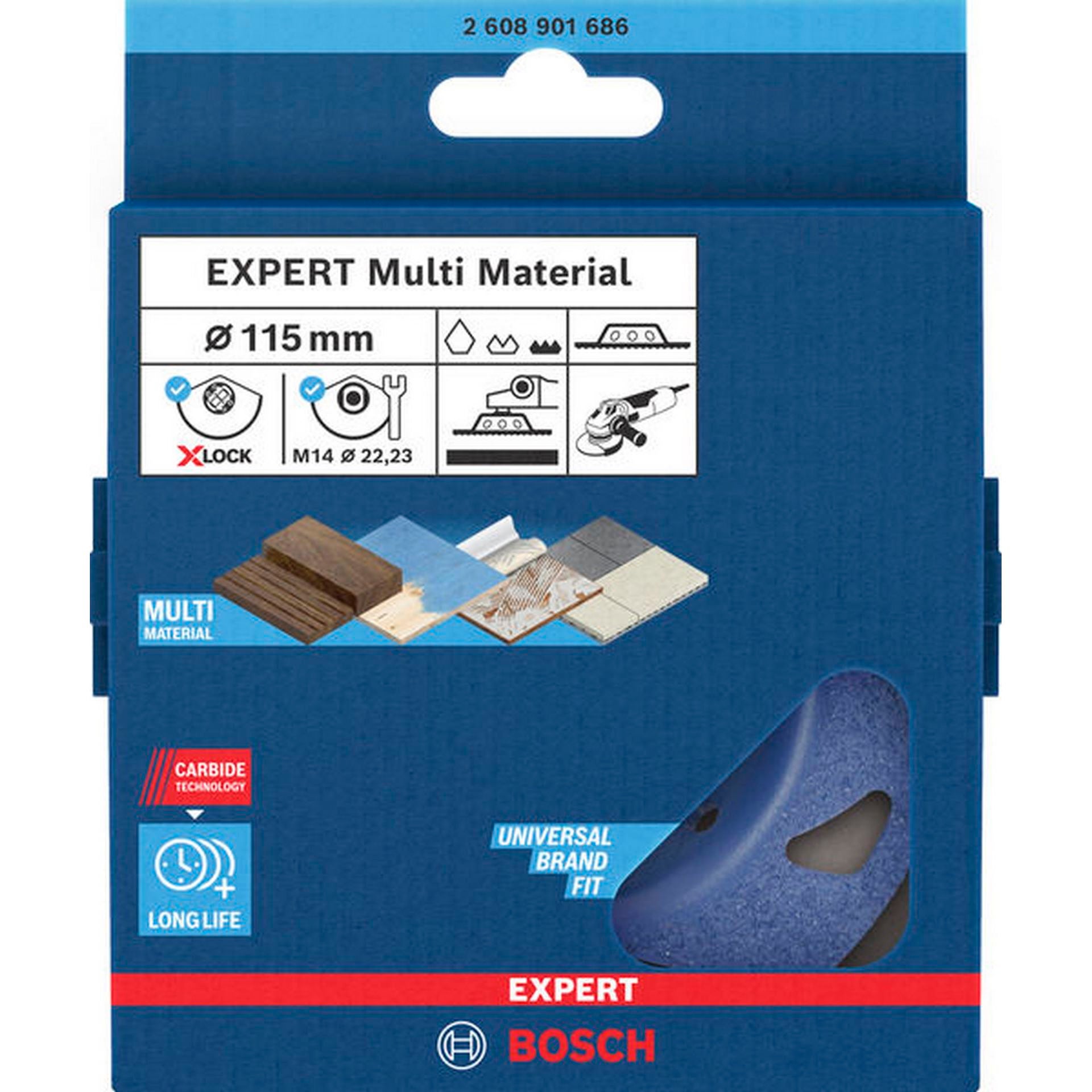 Bosch EXPERT Multi Material Carbide-Topfscheibe fein, flach, X-LOCK, 115 mm, 22,23 mm #2608901686