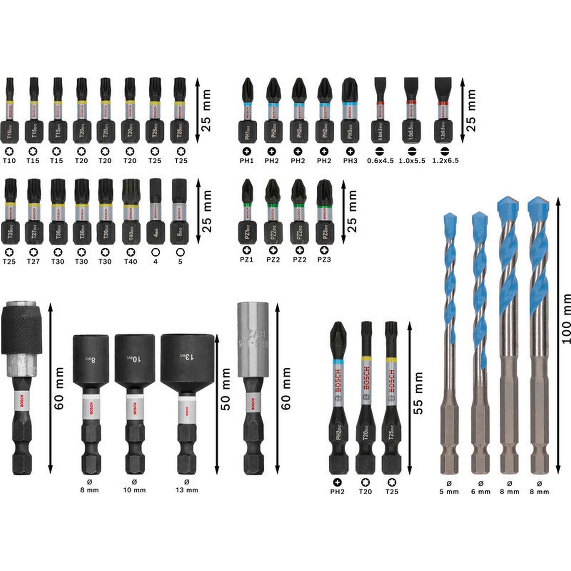 Bosch PRO Impact Schrauberbits und Multi Construction Bohrer Set, 40-tlg. #2608521U85