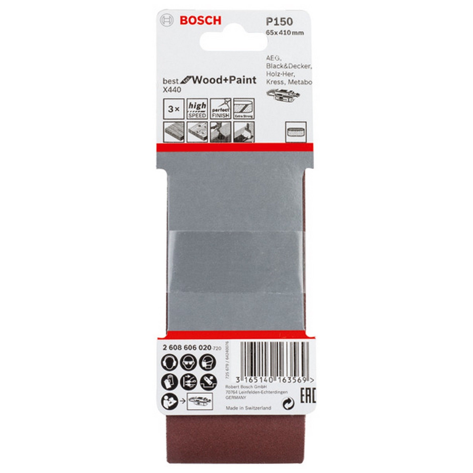 Bosch PRO X440 Schleifband, 65 x 410 mm, G150, 3-tlg. #2608606020