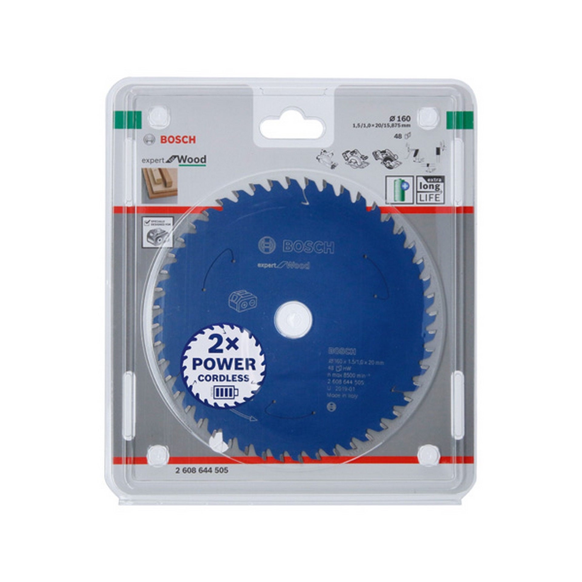 Bosch Kreissägeblatt für Akkusägen Expert for Wood, 160 x 1,5/1 x 20, 48 Zähne #2608644505