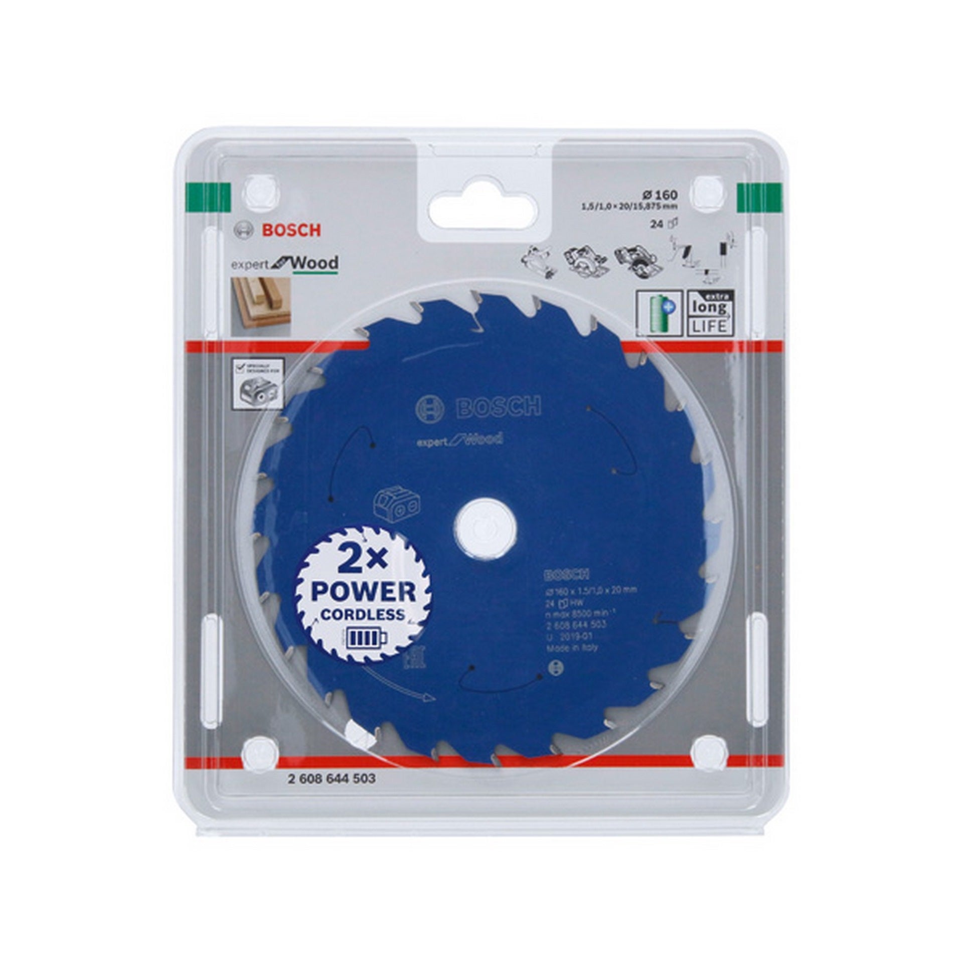 Bosch Kreissägeblatt für Akkusägen Expert for Wood, 160 x 1,5/1 x 20, 24 Zähne #2608644503