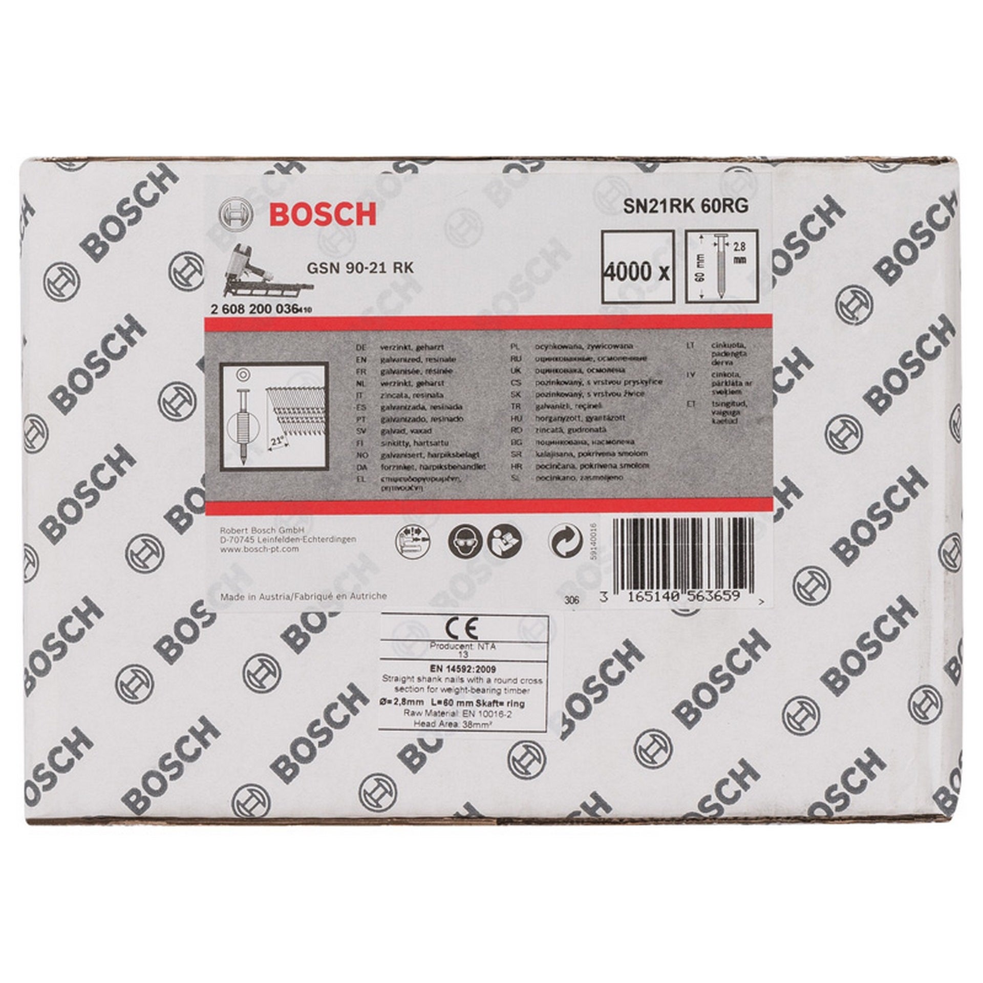 Bosch PRO SN21FH RG, Streifennagel, 21° Vollkopf, 60RG #2608200036
