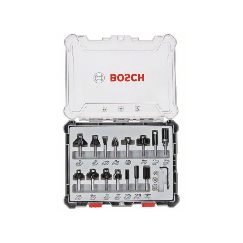 Bosch PRO Fräser-Set, gemischt, Schaft 8 mm, 15-tlg. #2607017472