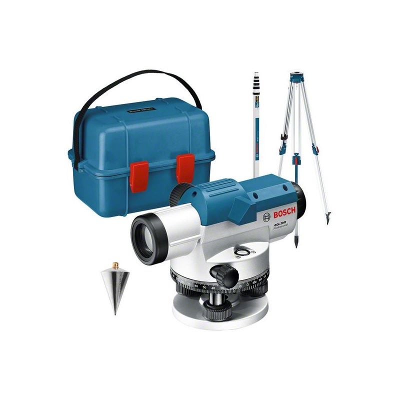 Bosch Optisches Nivelliergerät GOL 20 D, mit Baustativ BT160, Messstab GR 500 #0601068402