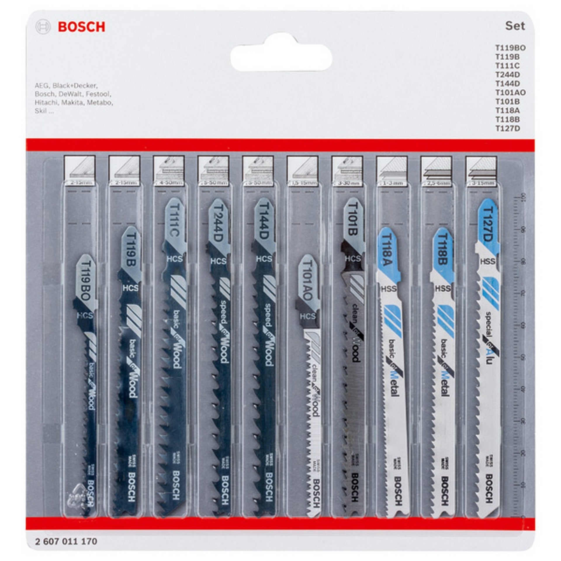 Bosch 10-tlg. Stichsägeblatt-Set für Wood and Metal, T-Schaft #2607011170